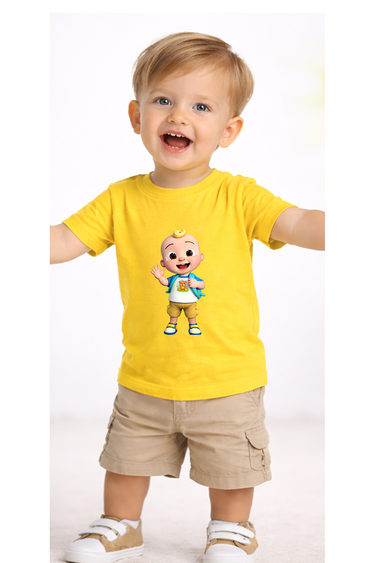 petite pati Sarı Jayjaycoco Bebek Tişört %100 Pamuk Penye Çocuk Tshirt Baskılı fotoğrafı 2 (önizleme)
