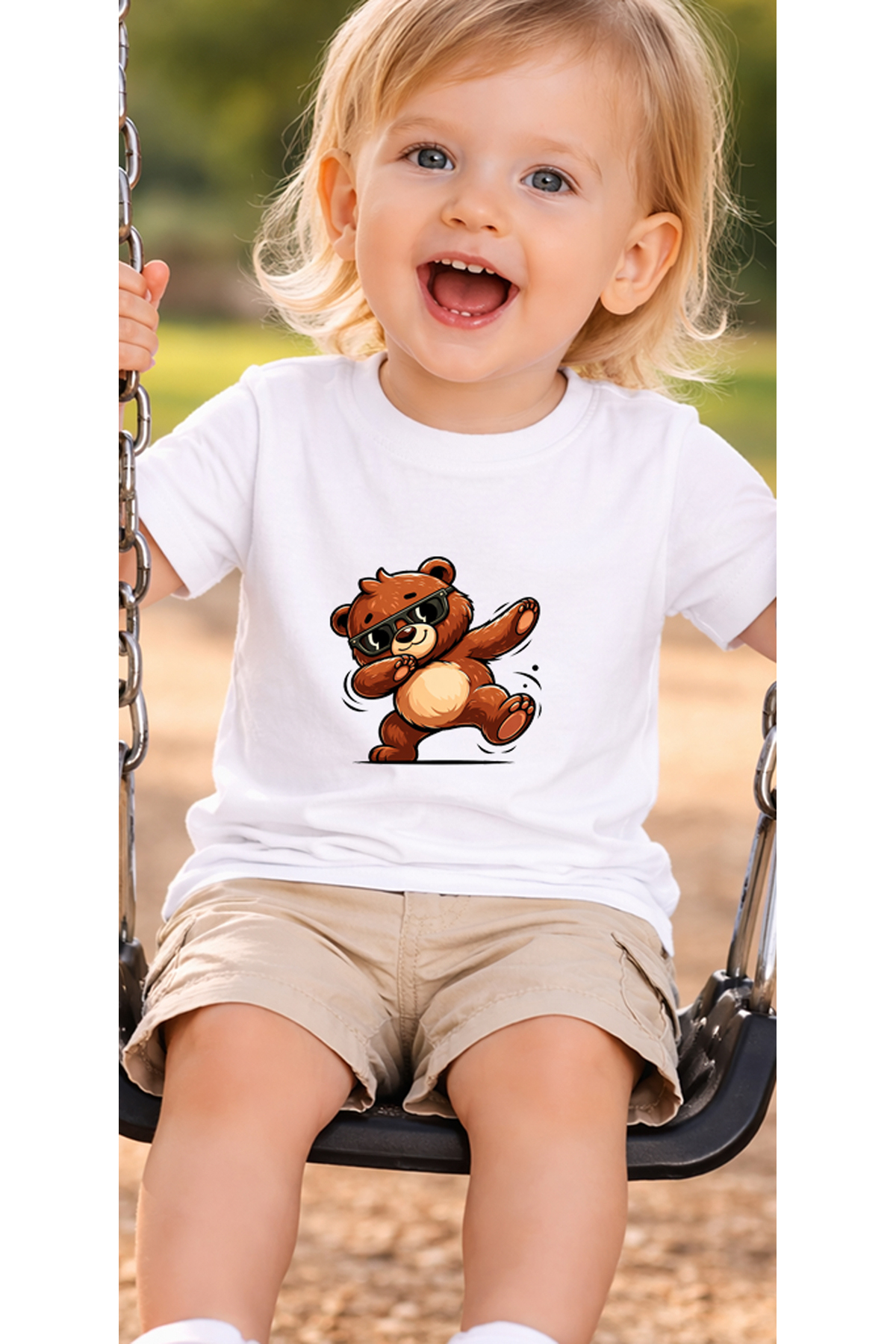 petite pati Beyaz Dancebear Bebek Tişört %100 Pamuk Penye Çocuk Tshirt Baskılı fotoğrafı 3 (önizleme)