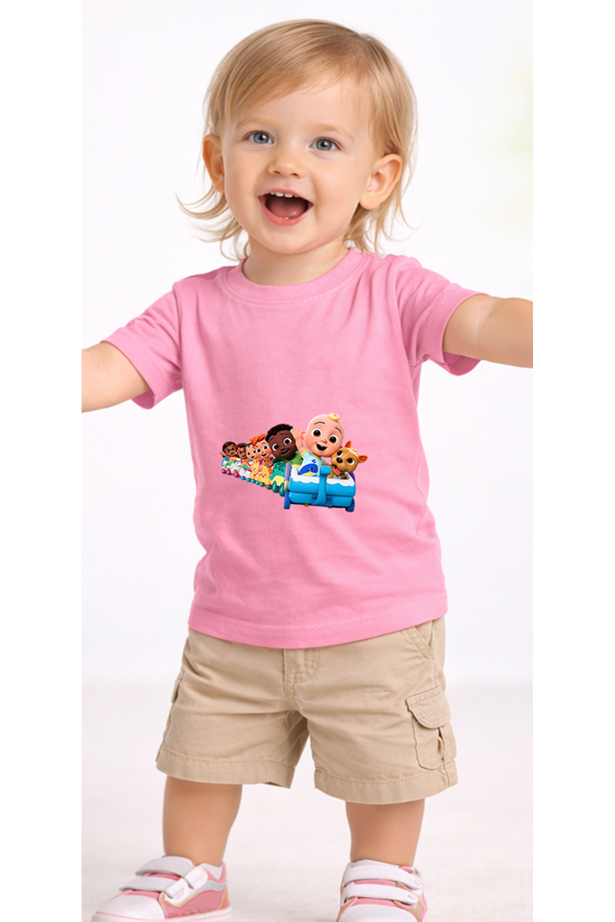 petite pati Pembe Cocotrain Bebek Tişört %100 Pamuk Penye Çocuk Tshirt Baskılı fotoğrafı 2 (önizleme)