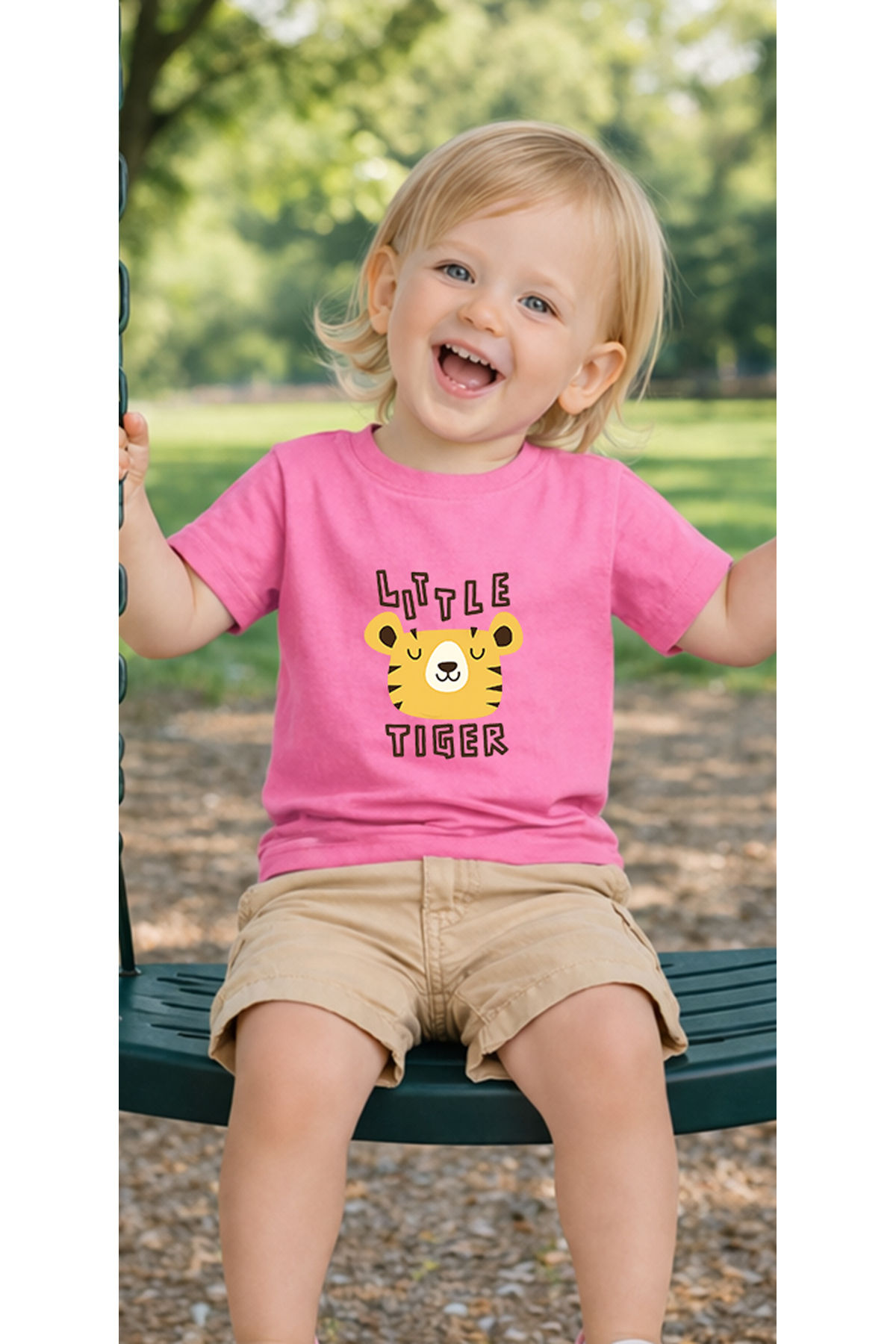 petite pati Pembe Littletiger Bebek Tişört %100 Pamuk Penye Çocuk Tshirt Baskılı fotoğrafı 3 (önizleme)