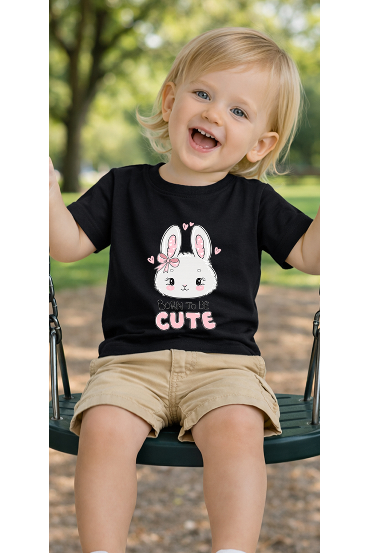 petite pati Siyah Borncutebunny Bebek Tişört %100 Pamuk Penye Çocuk Tshirt Baskılı fotoğrafı 3 (önizleme)