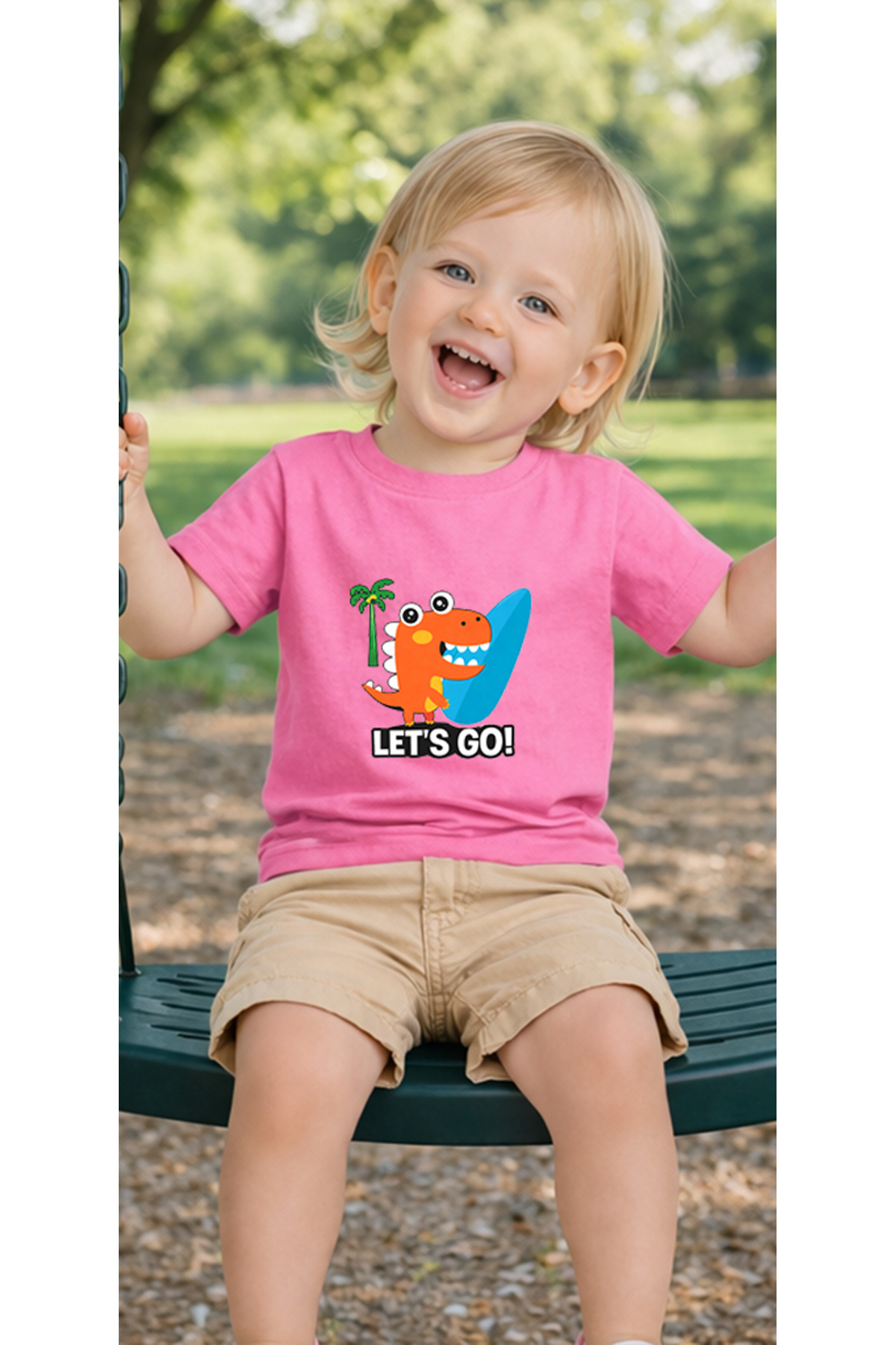petite pati Pembe Palmdino Bebek Tişört %100 Pamuk Penye Çocuk Tshirt Baskılı fotoğrafı 3 (önizleme)