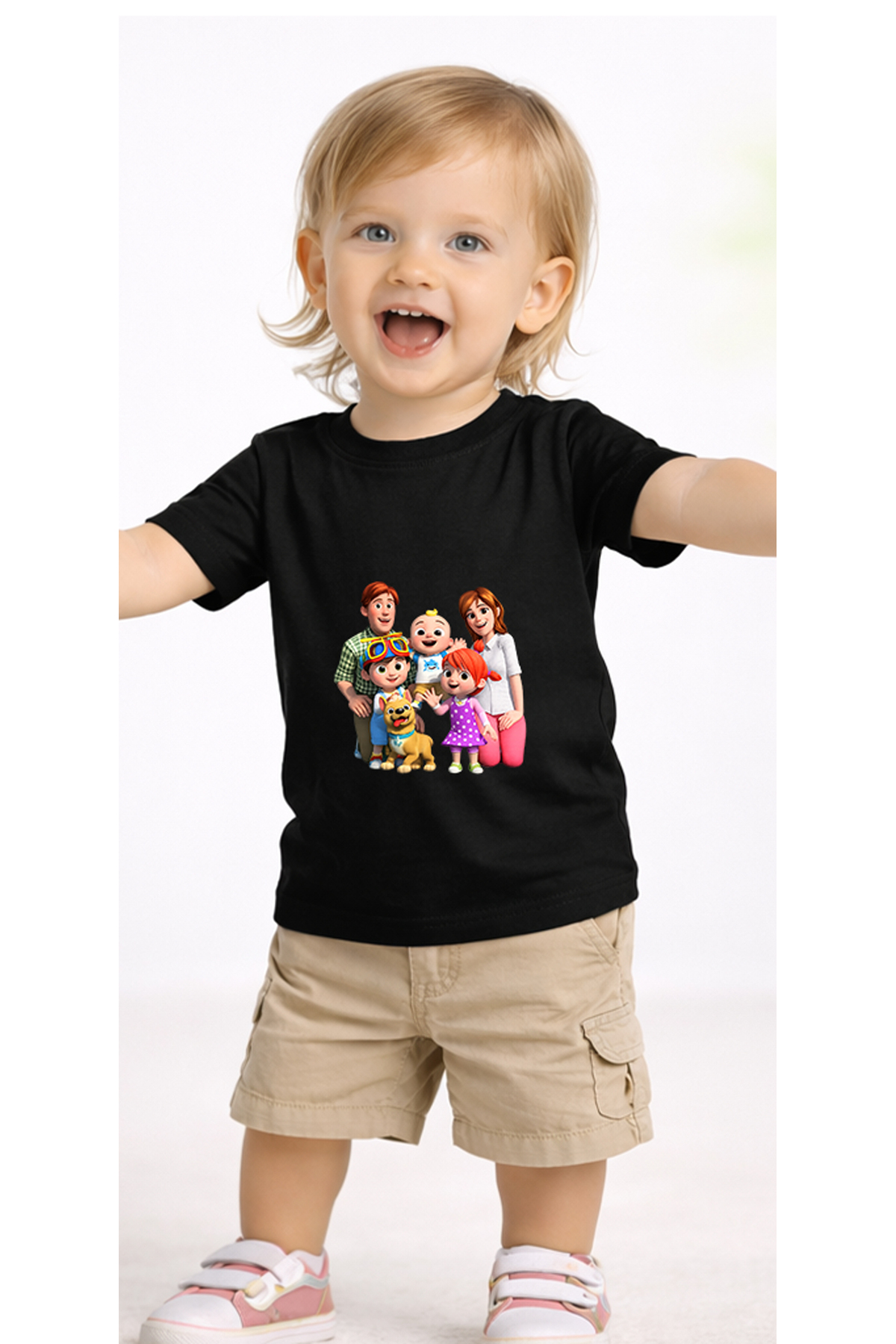 petite pati Siyah Cocofamily Bebek Tişört %100 Pamuk Penye Çocuk Tshirt Baskılı fotoğrafı 2 (önizleme)