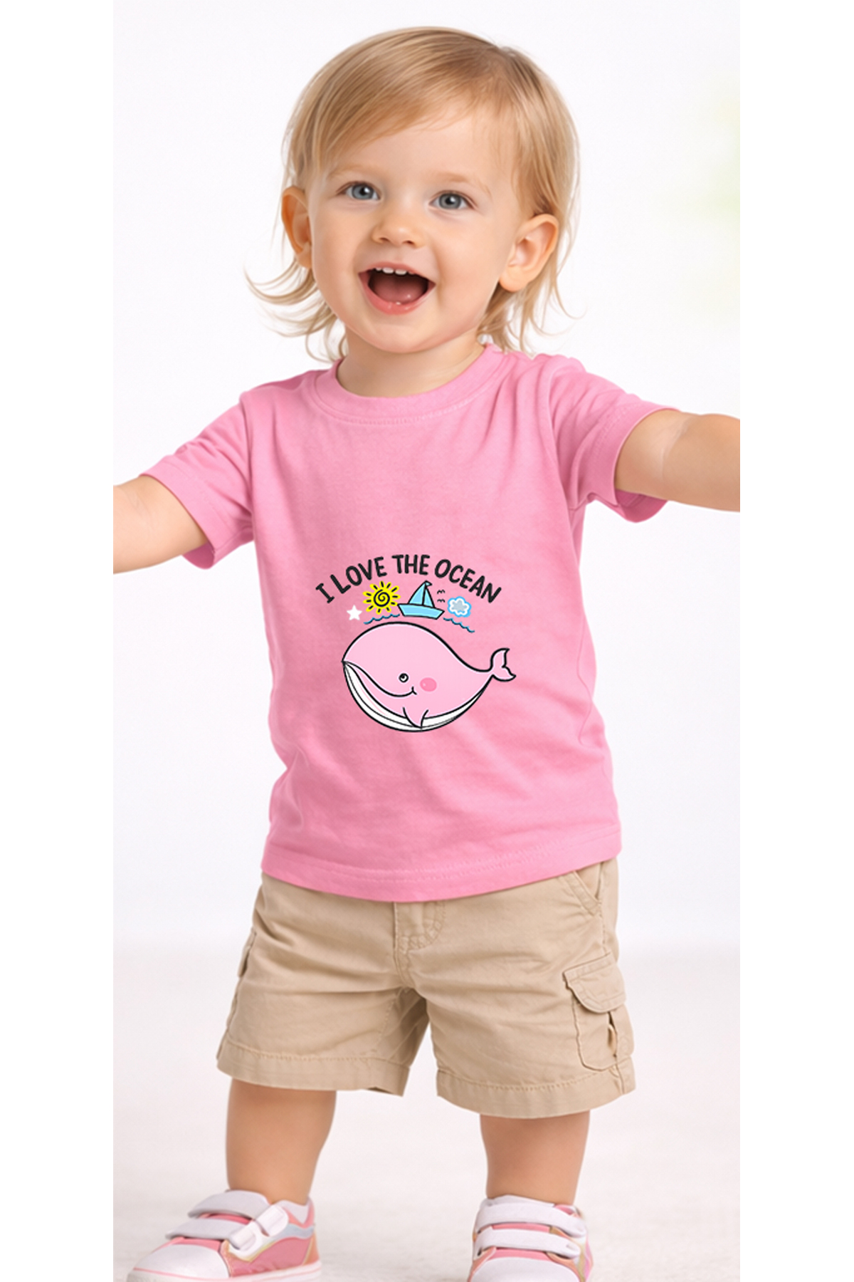 petite pati Pembe Oceanwhale Bebek Tişört %100 Pamuk Penye Çocuk Tshirt Baskılı fotoğrafı 2 (önizleme)