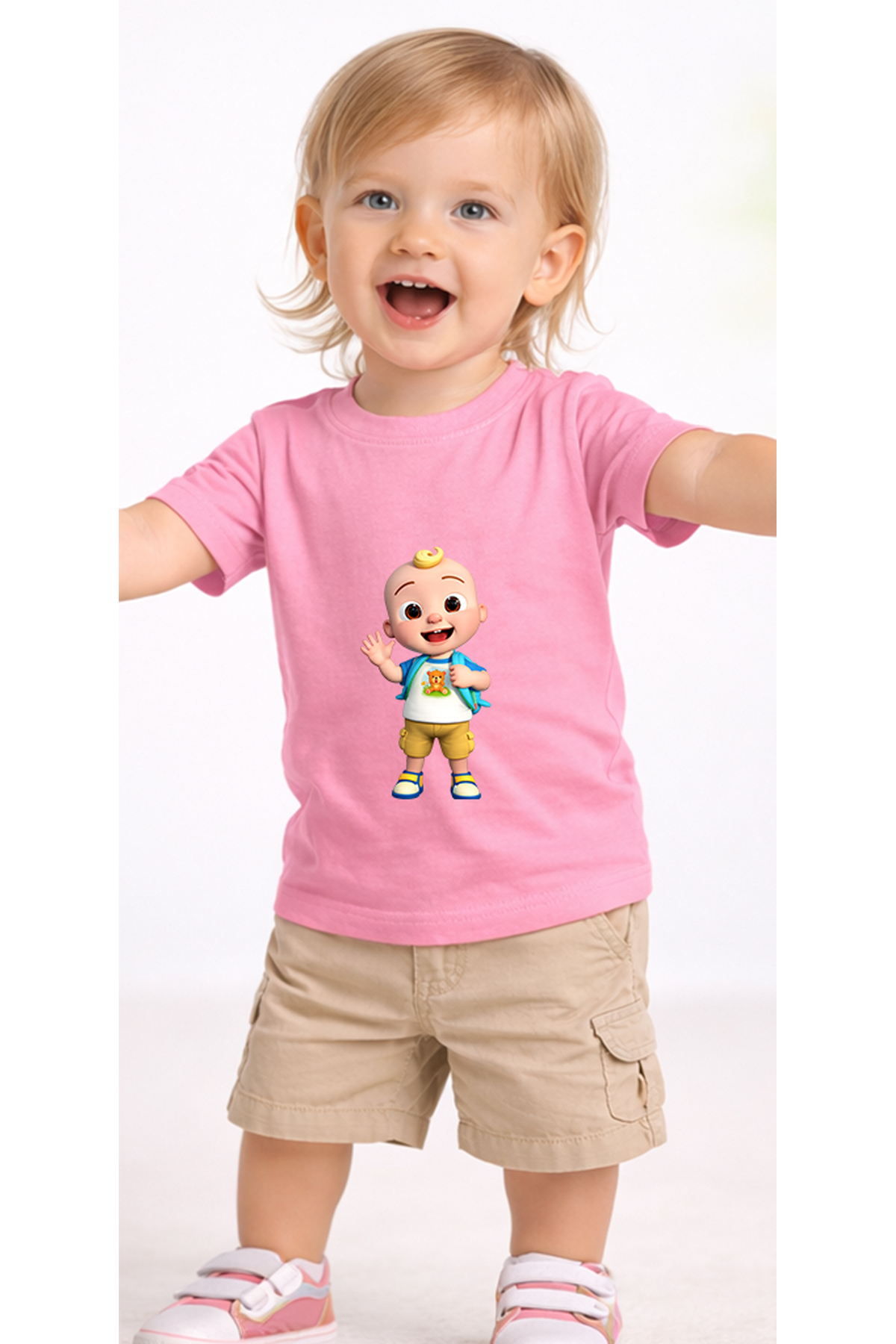 petite pati Pembe Jayjaycoco Bebek Tişört %100 Pamuk Penye Çocuk Tshirt Baskılı fotoğrafı 2 (önizleme)