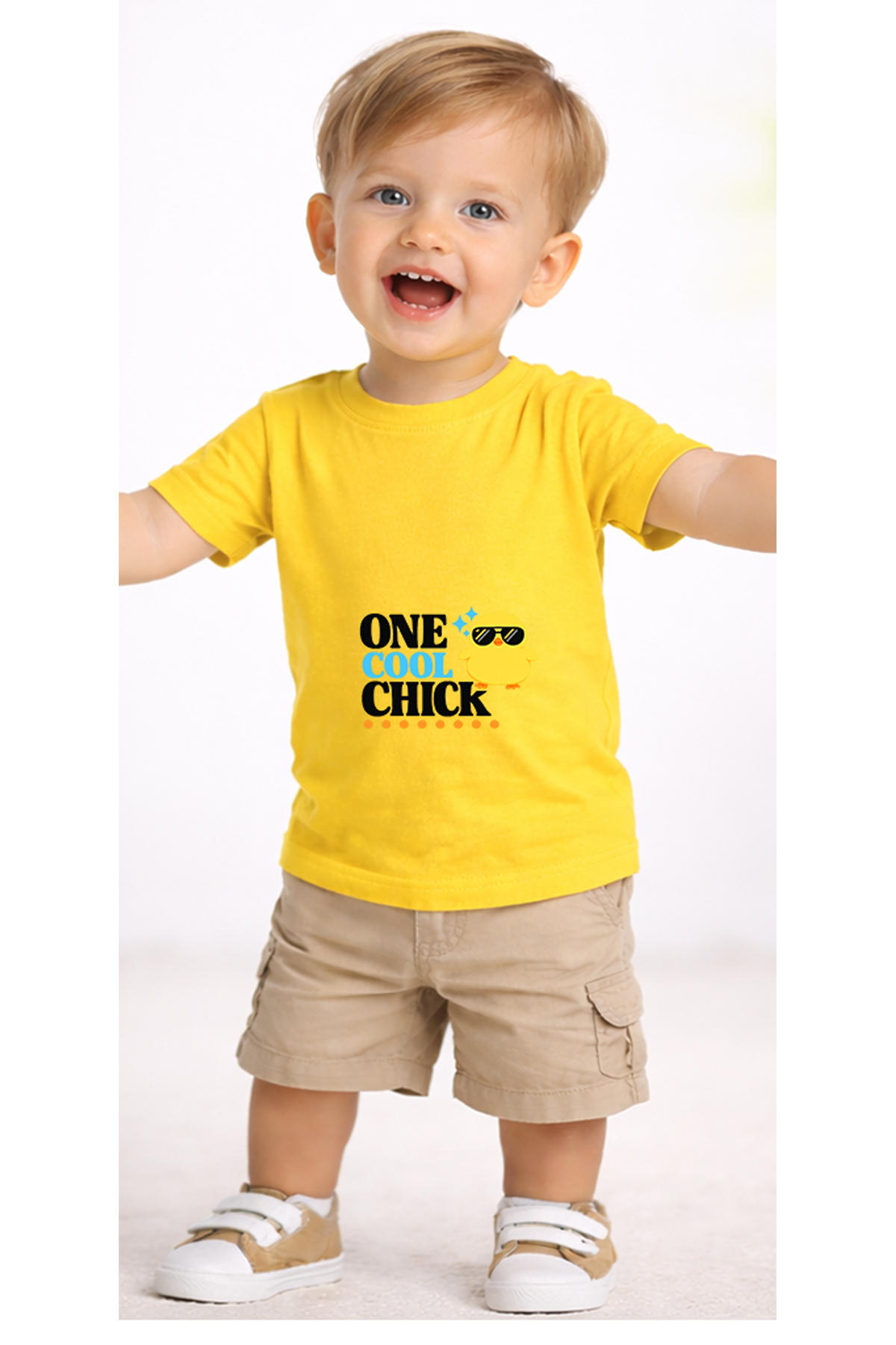petite pati Sarı Coolchick Bebek Tişört %100 Pamuk Penye Çocuk Tshirt Baskılı fotoğrafı 2 (önizleme)