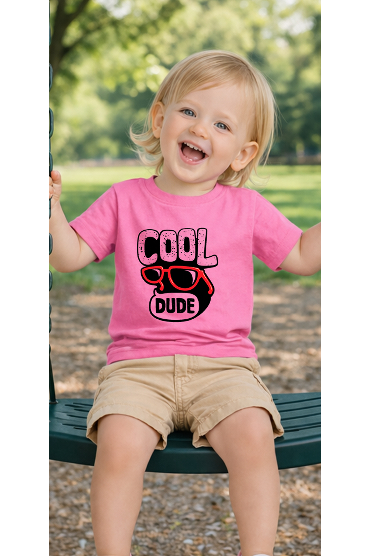 petite pati Pembe Cooldude Bebek Tişört %100 Pamuk Penye Çocuk Tshirt Baskılı fotoğrafı 3 (önizleme)