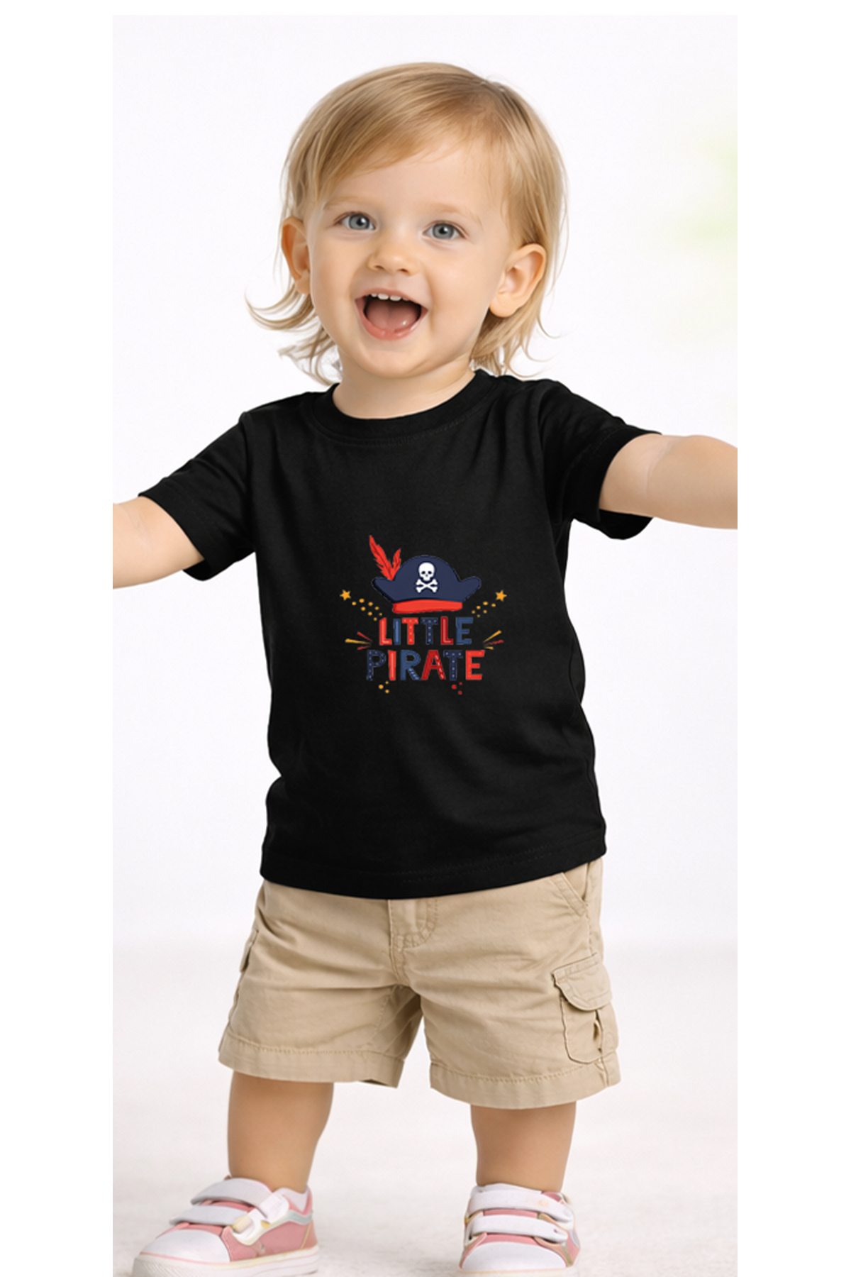 petite pati Siyah Littlepirate Bebek Tişört %100 Pamuk Penye Çocuk Tshirt Baskılı fotoğrafı 2 (önizleme)