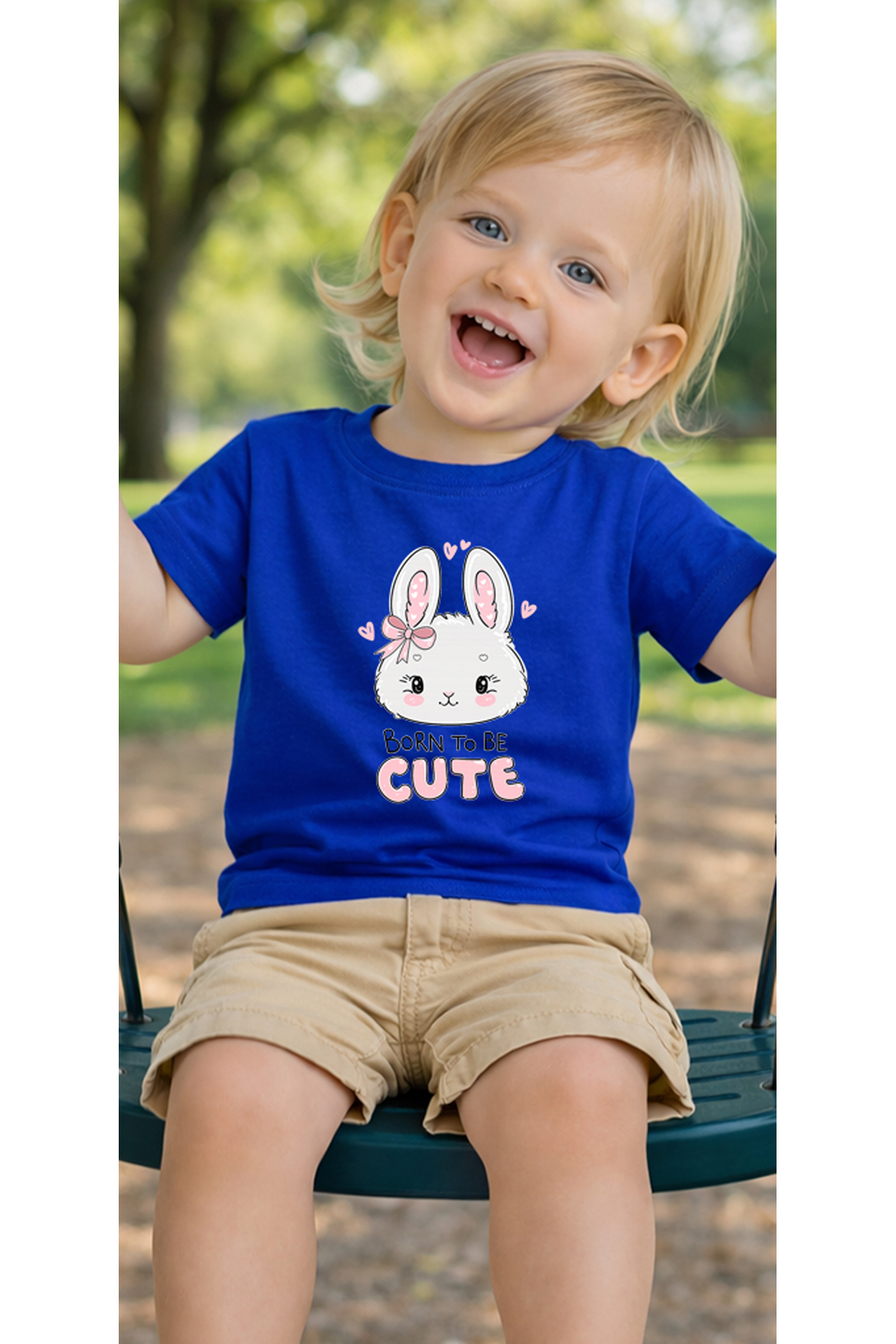 petite pati Mavi Borncutebunny Bebek Tişört %100 Pamuk Penye Çocuk Tshirt Baskılı fotoğrafı 3 (önizleme)