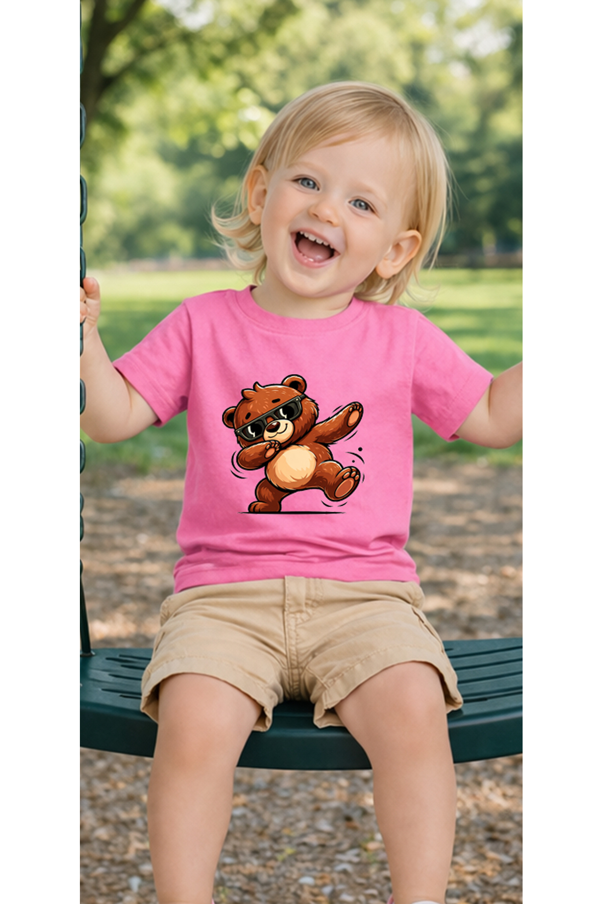 petite pati Pembe Dancebear Bebek Tişört %100 Pamuk Penye Çocuk Tshirt Baskılı fotoğrafı 3 (önizleme)