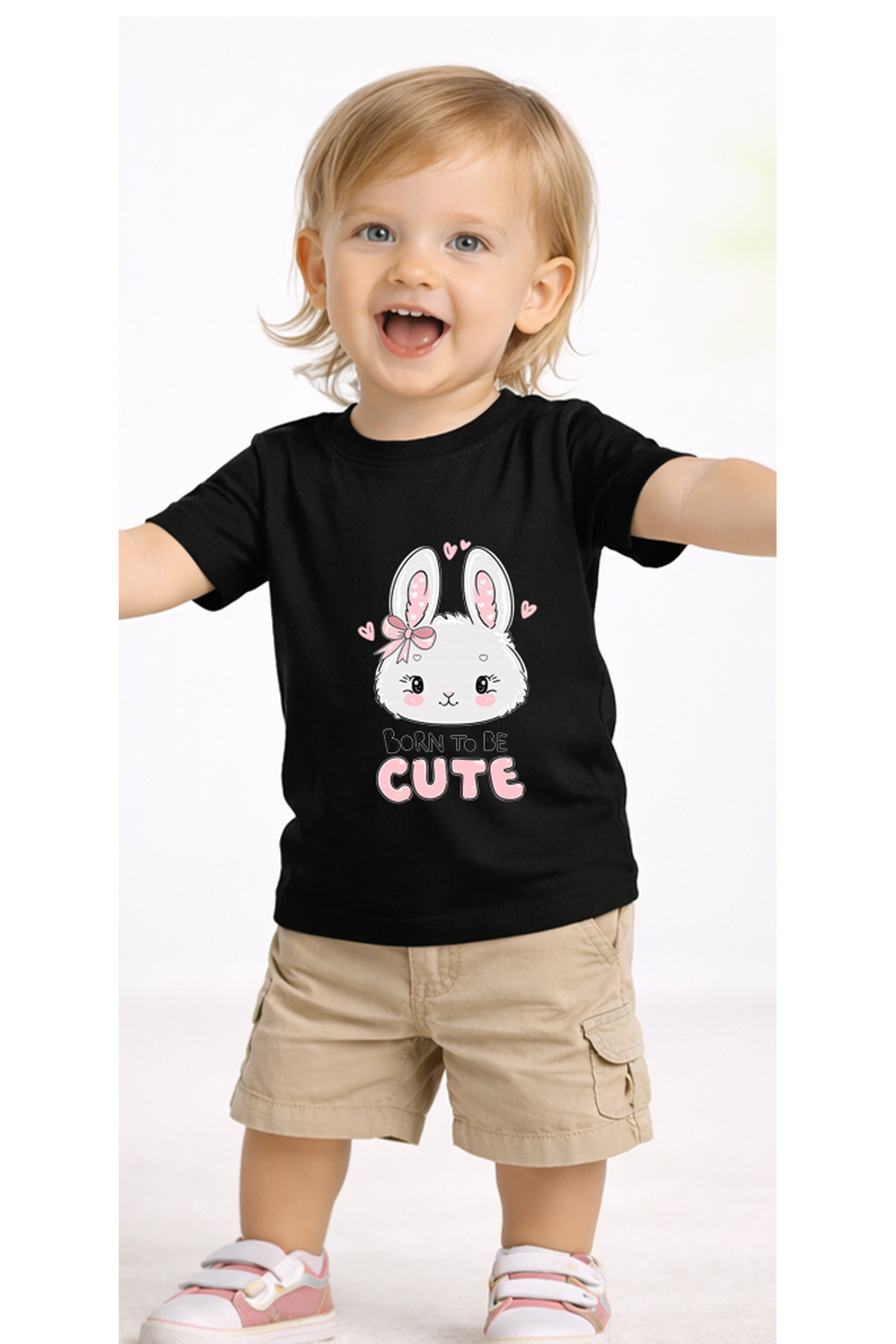 petite pati Siyah Borncutebunny Bebek Tişört %100 Pamuk Penye Çocuk Tshirt Baskılı fotoğrafı 2 (önizleme)