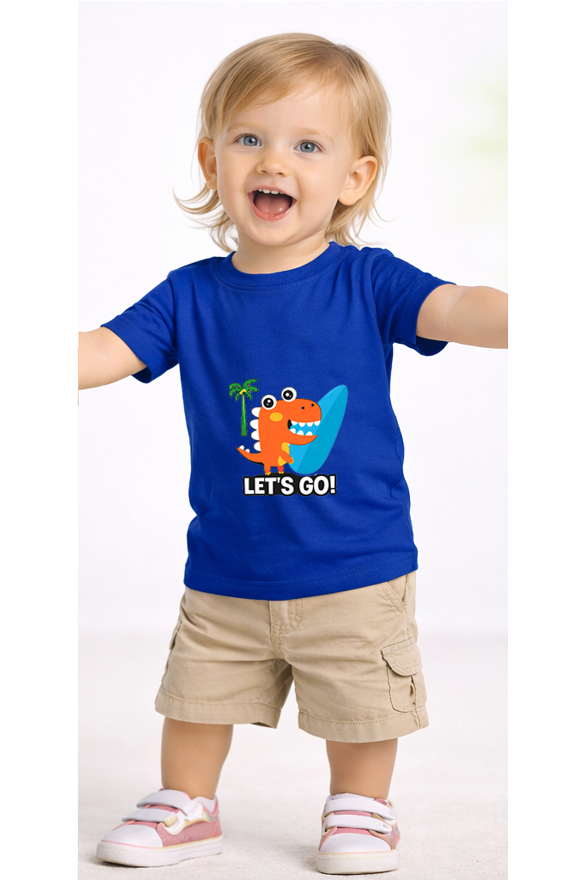 petite pati Mavi Palmdino Bebek Tişört %100 Pamuk Penye Çocuk Tshirt Baskılı fotoğrafı 2 (önizleme)
