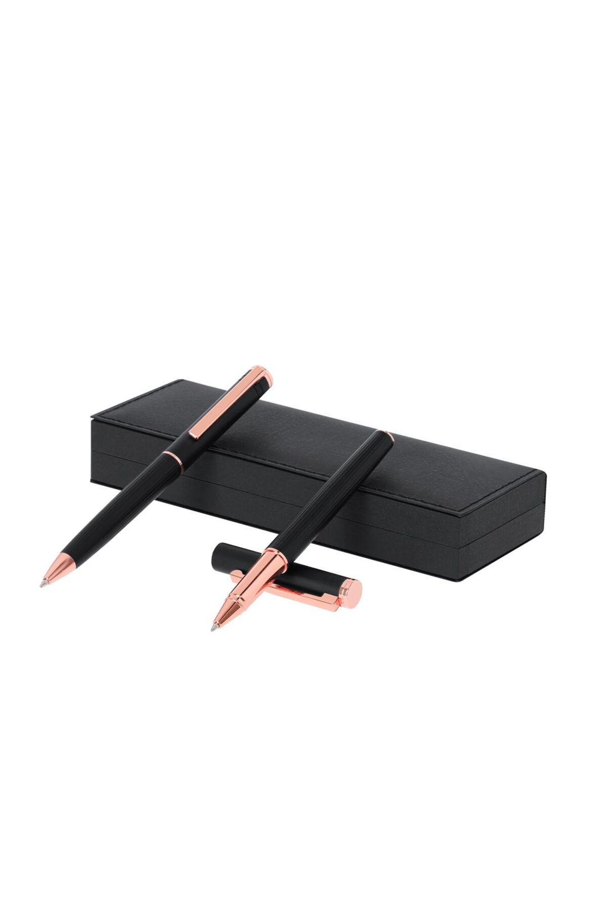 Inedit Rose Inedit Print Set of 2 Pens + Blexa Case Black-Rose- Trendyol