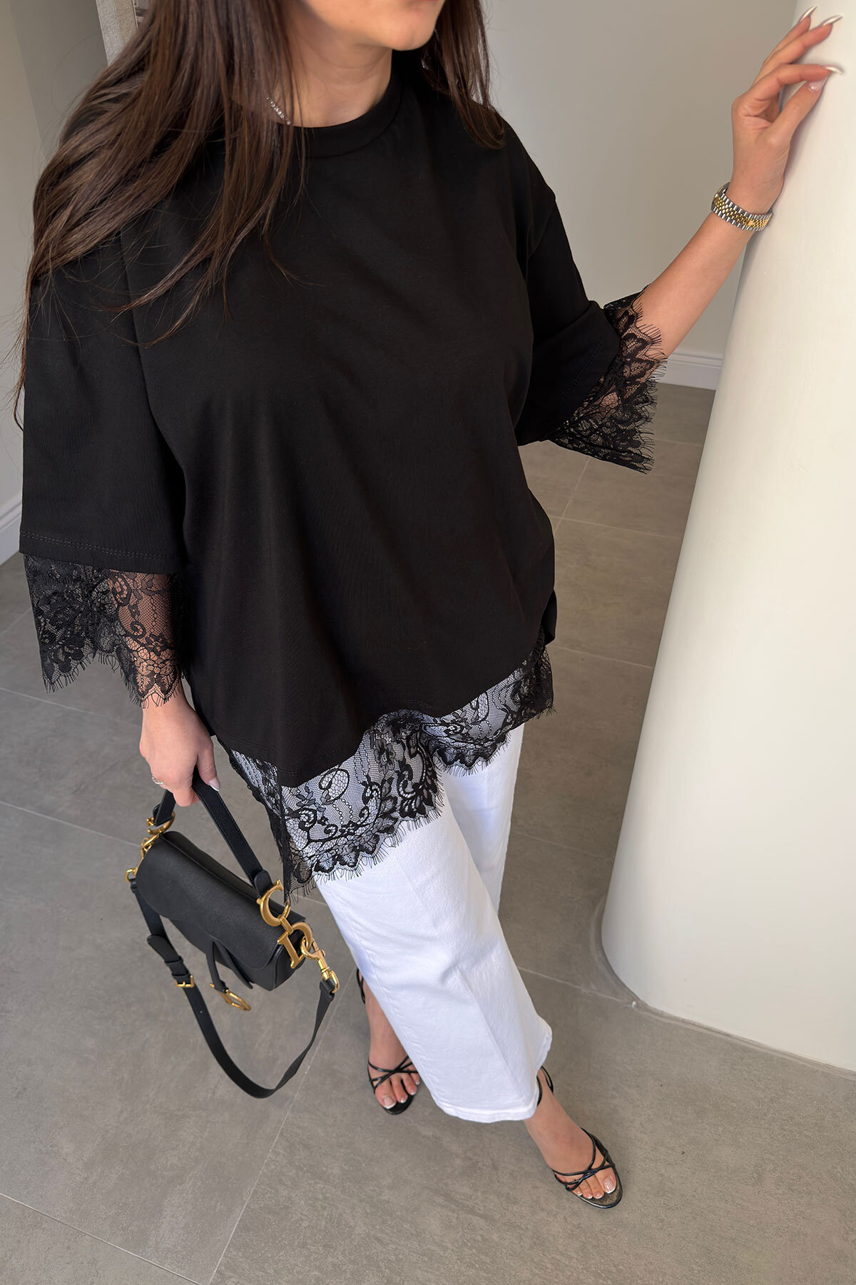 MAGARDE  Dantel Detay Premium Bluz- SİYAH - Görsel 4