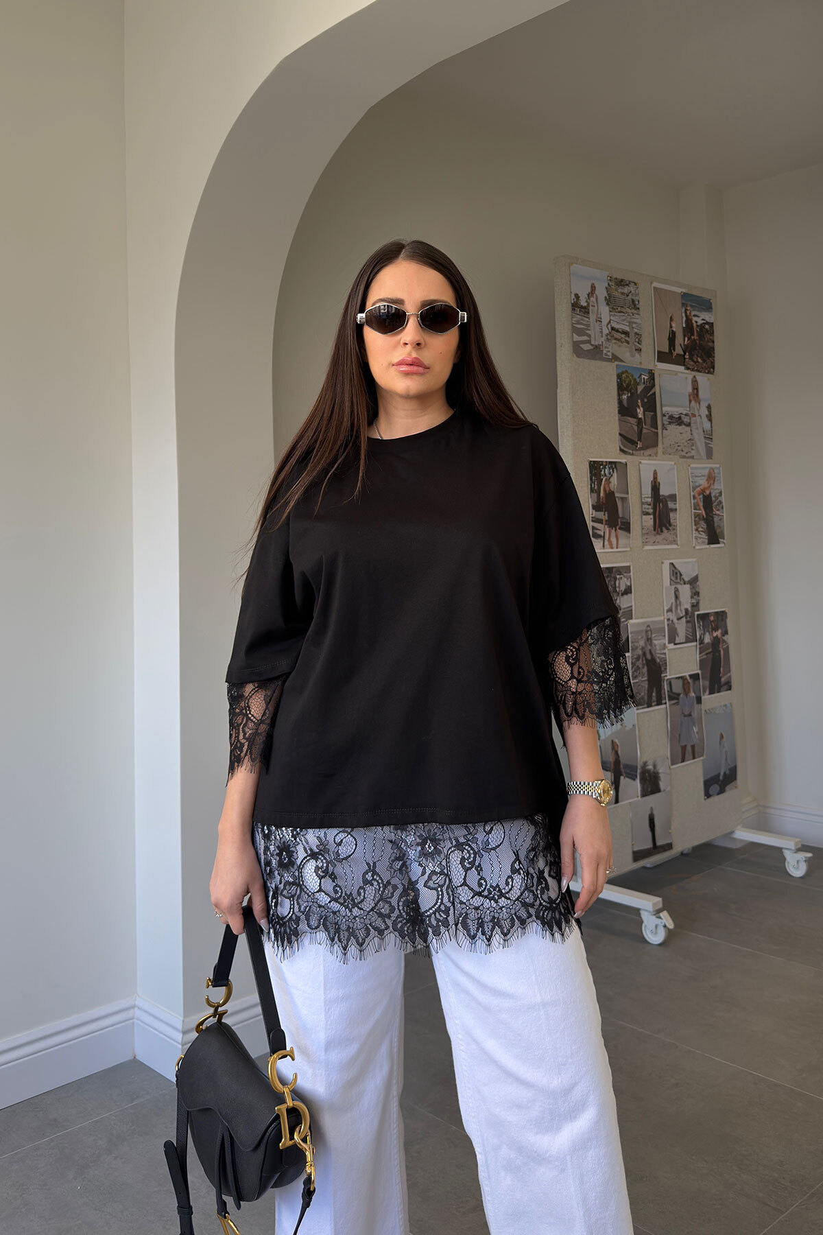 MAGARDE  Dantel Detay Premium Bluz- SİYAH - Görsel 3