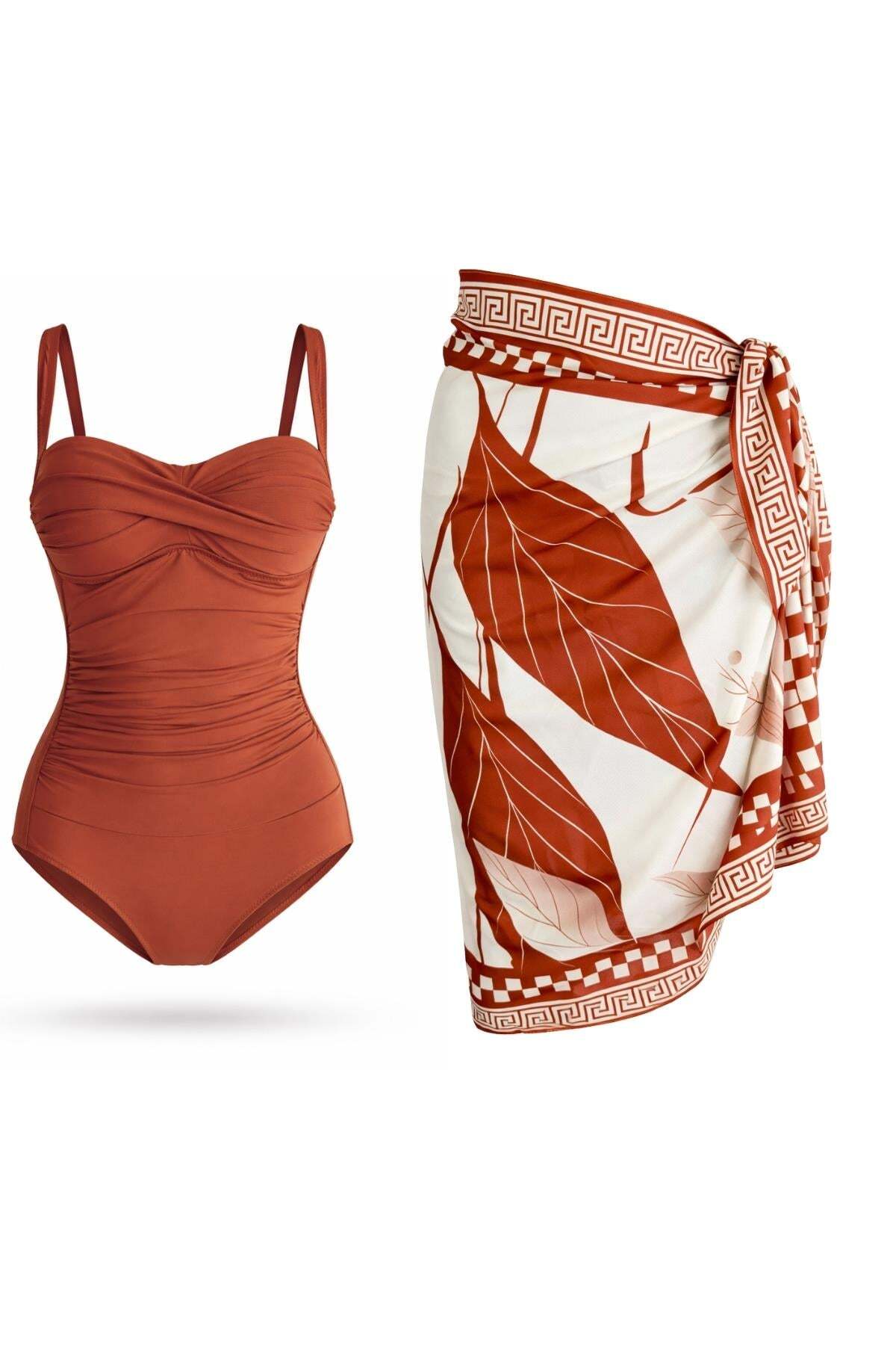 Pareoli Corset Effect Shirred Swimsuit