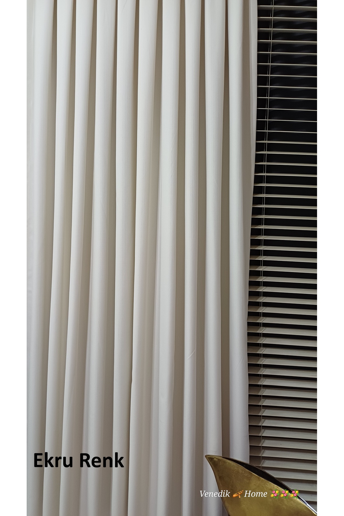 Ecru Color Milas Linen Background Curtain (without pleat) Extrafor Shirred | Special Sewing