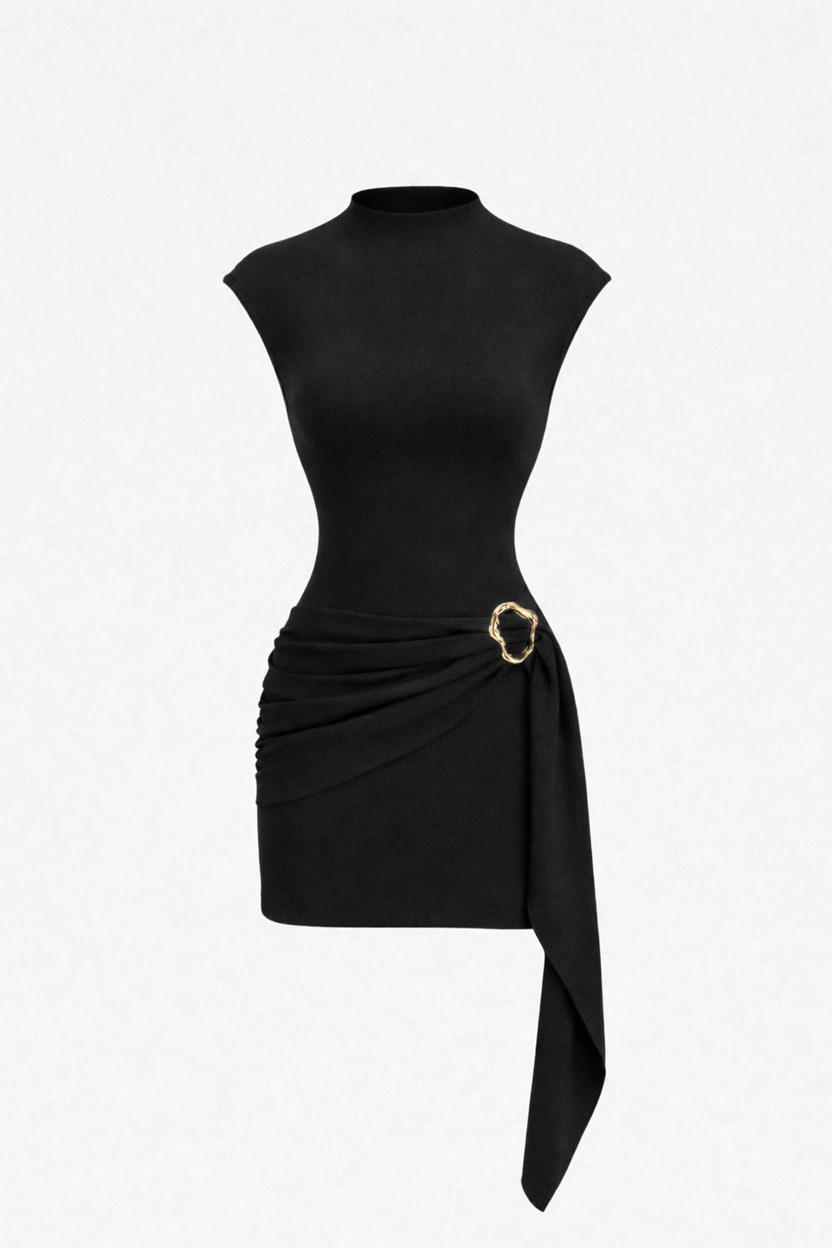 Edela  Kadın Dik Yaka Toka Detaylı Kuşaklı Toparlayıcı Kalıp Elbise