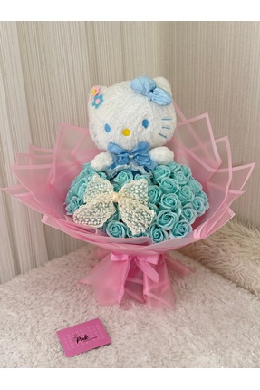 pink collection Özel tasarım mavi Hellokitty buketi