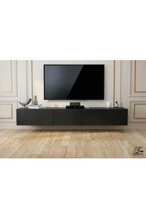 SEMİH MOBİLYA Modern Mdf Duvara Monte 180 cm Siyah TV Ünitesi – Minimalist Şı...