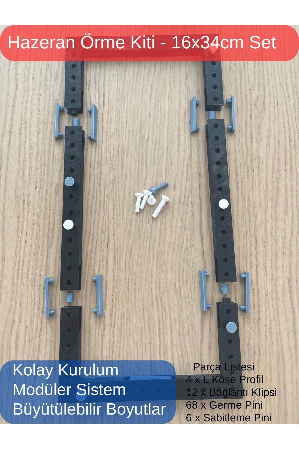Mady Aksesuar Hazeran Örme Kiti Dikdörtgen Set Kolay Kurulum