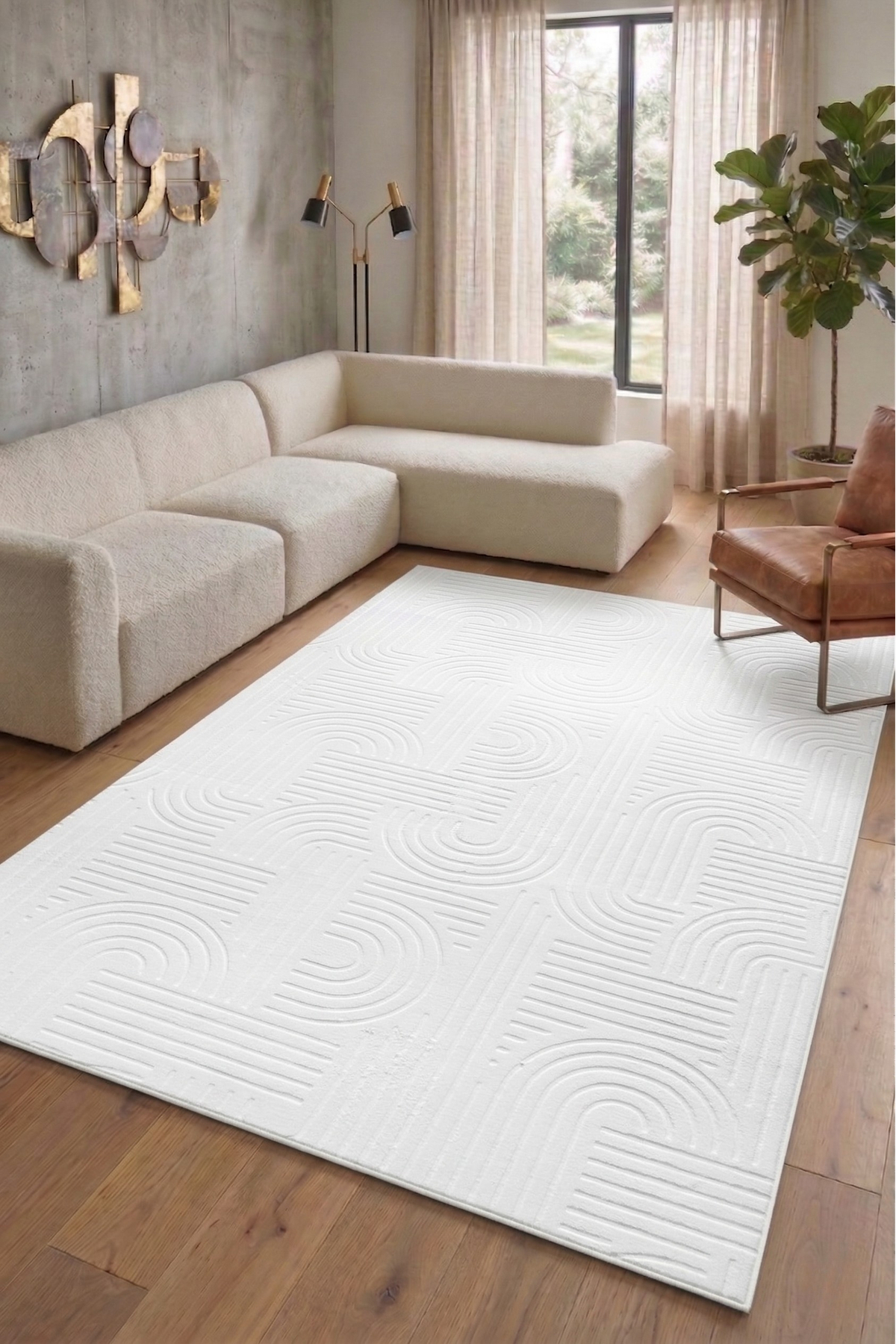Anti-Slip Carpet Cutting Runner Living Room Corridor Kitchen Bedroom Rug 3017 WHITE