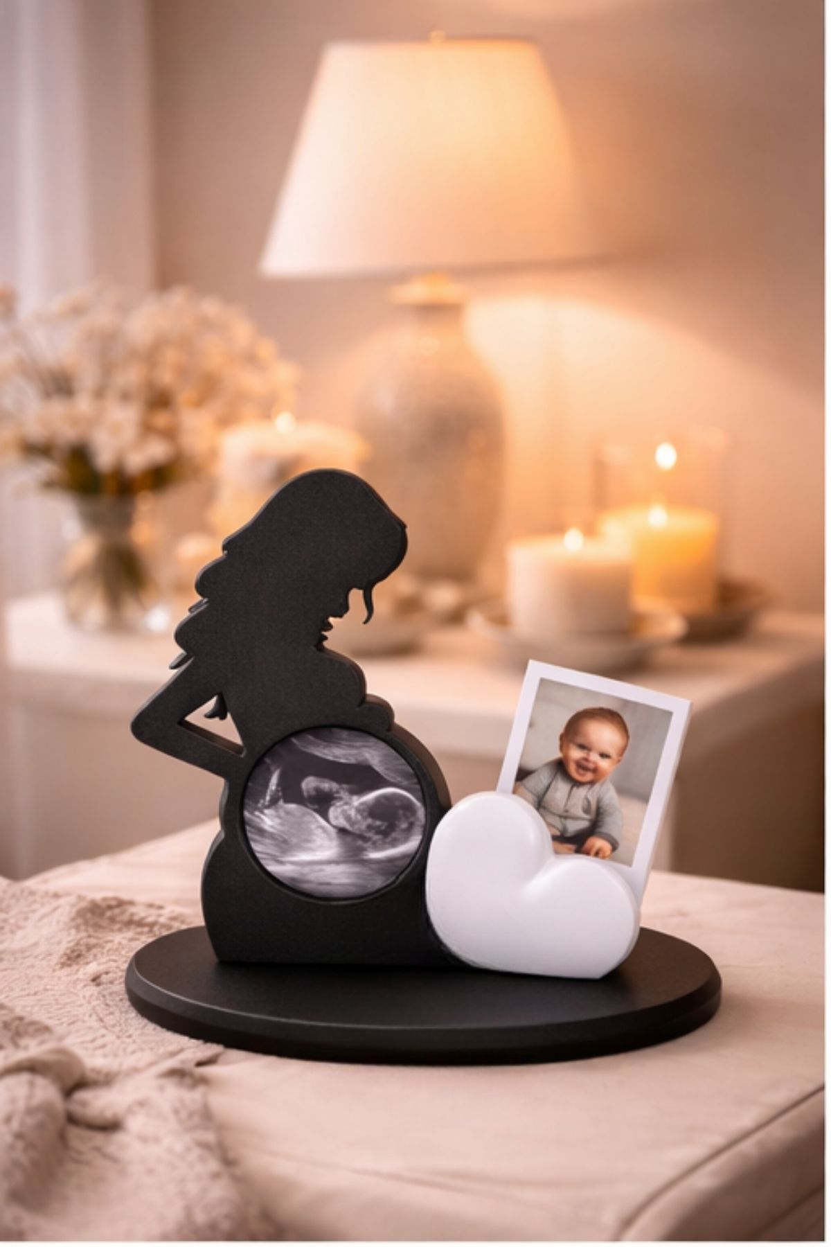 Minytrendy Hamile Anne Ultrason Fotoğraf Çerçevesi Kalpli Fotoğraf Tutucu Yenidoğan Hatırası Hamile Hediyesi fotoğrafı 2 (önizleme)