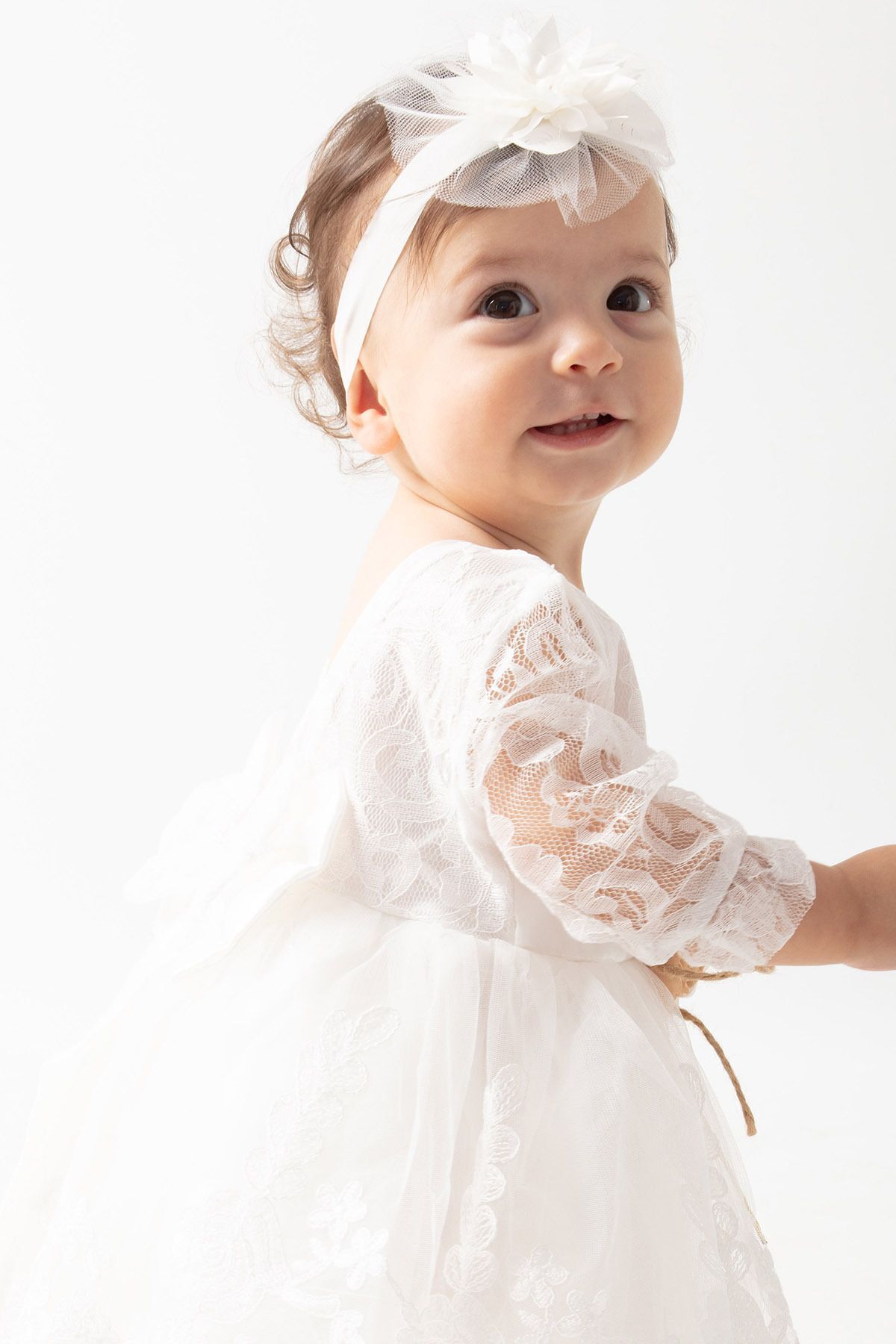 biyan collection Kız Bebek 0-6 Ay Gelinlik Elbise 5 Li Mevlütlük Set Uzun Kollu Fransız Dantelli Elbise fotoğrafı 2 (önizleme)