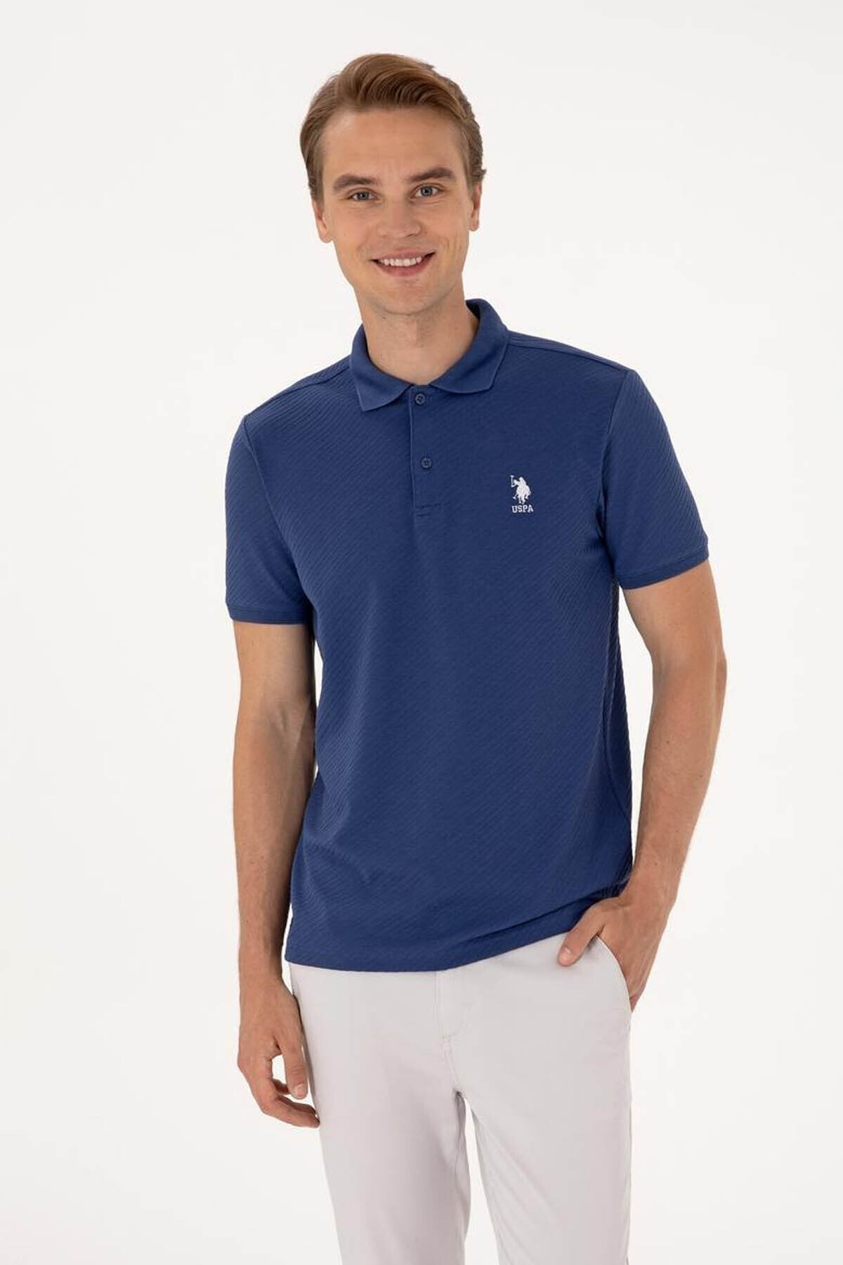 U.S. Polo Assn. Purs Açık İndigo Erkek Polo Yaka T-shirt 2106316