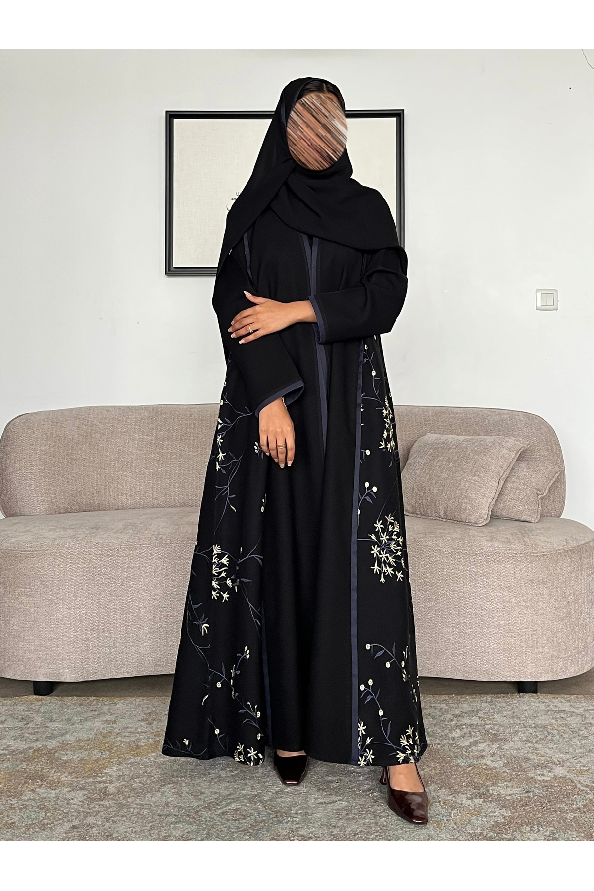 عباية نسائية كتان تطريز