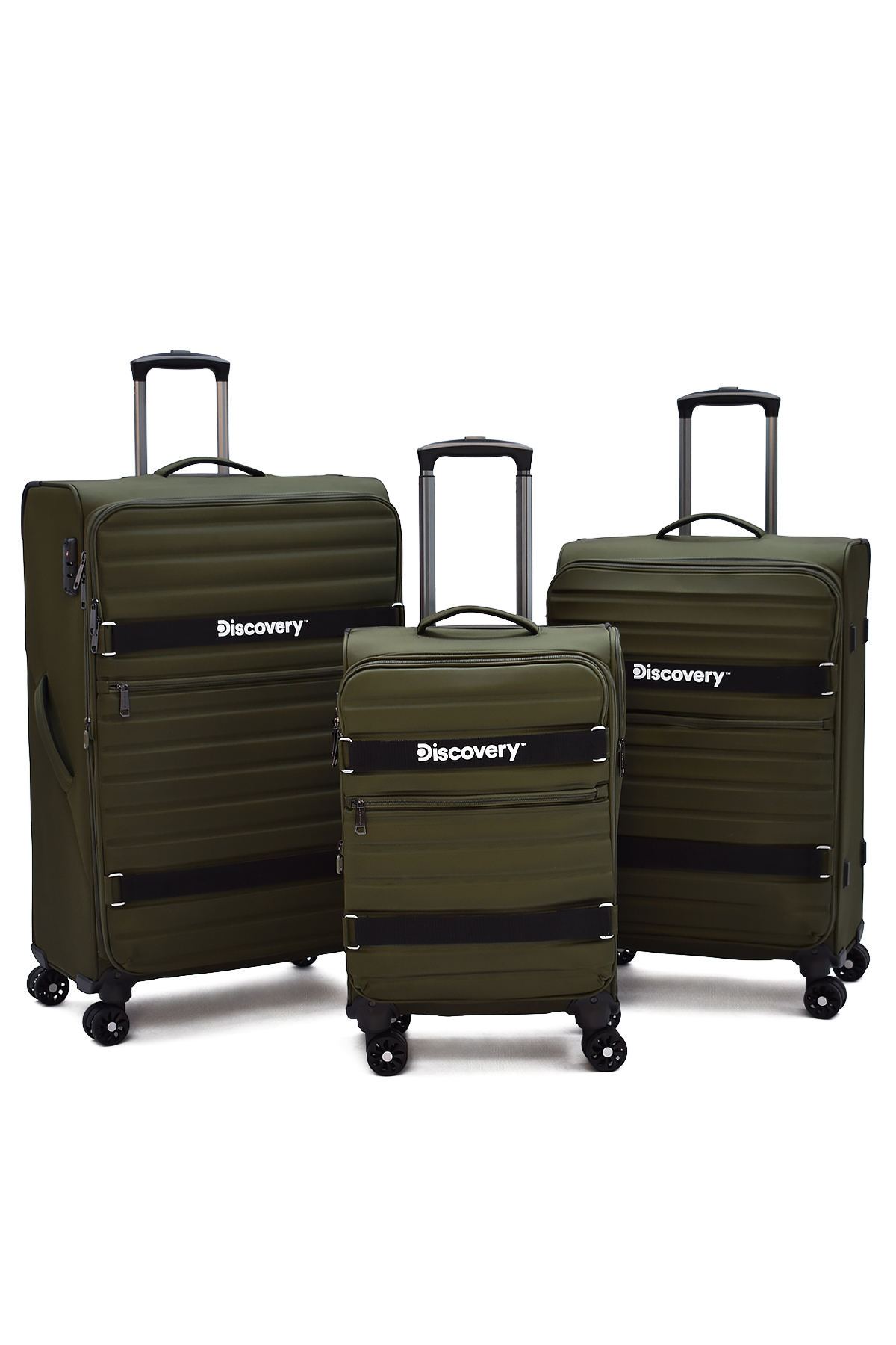 3-Piece Suitcase Set Cabinet + Ultra-Light Silent 8 Wheels with Medium + Large Size Fabric Gusset DSC-7