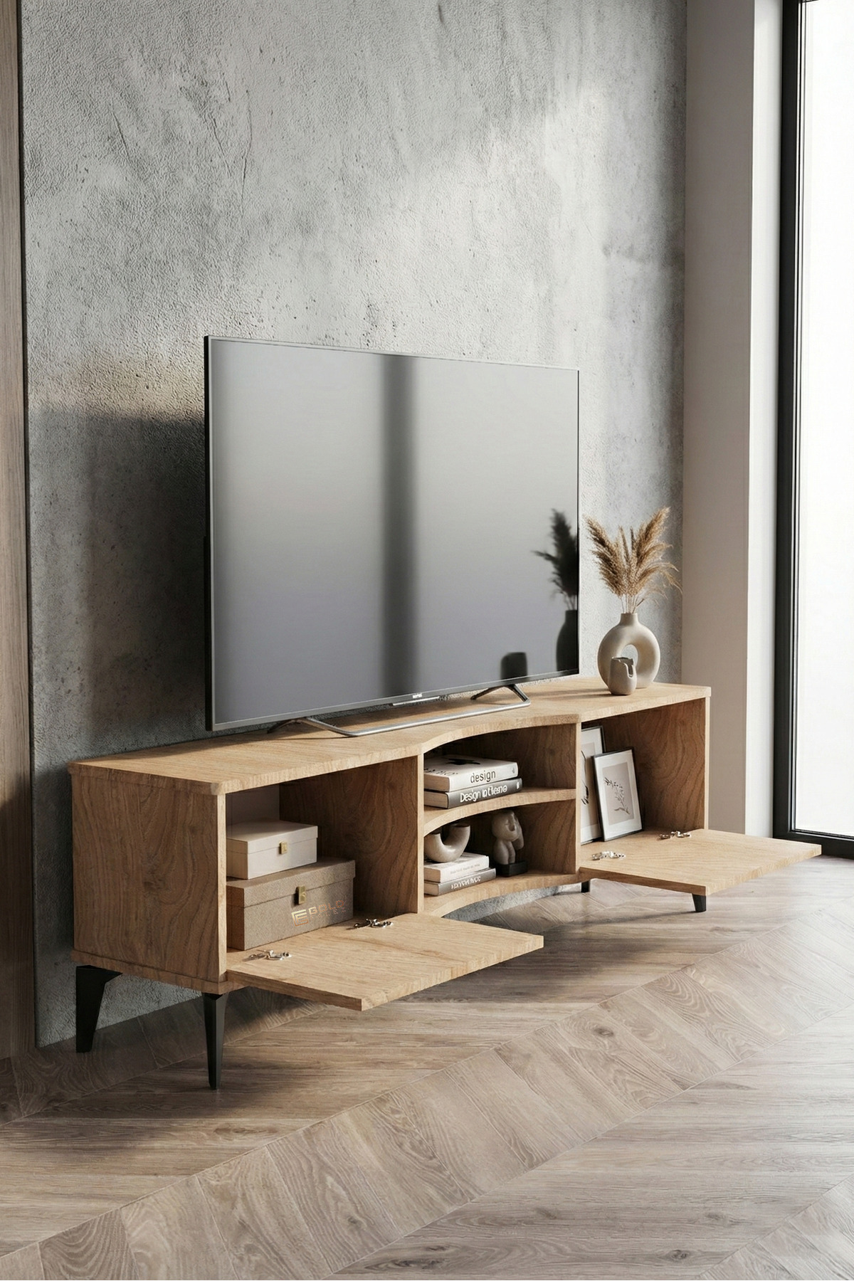 Goldfalez Vera TV Sehpası Suntalam Bej 160x35 görsel 4