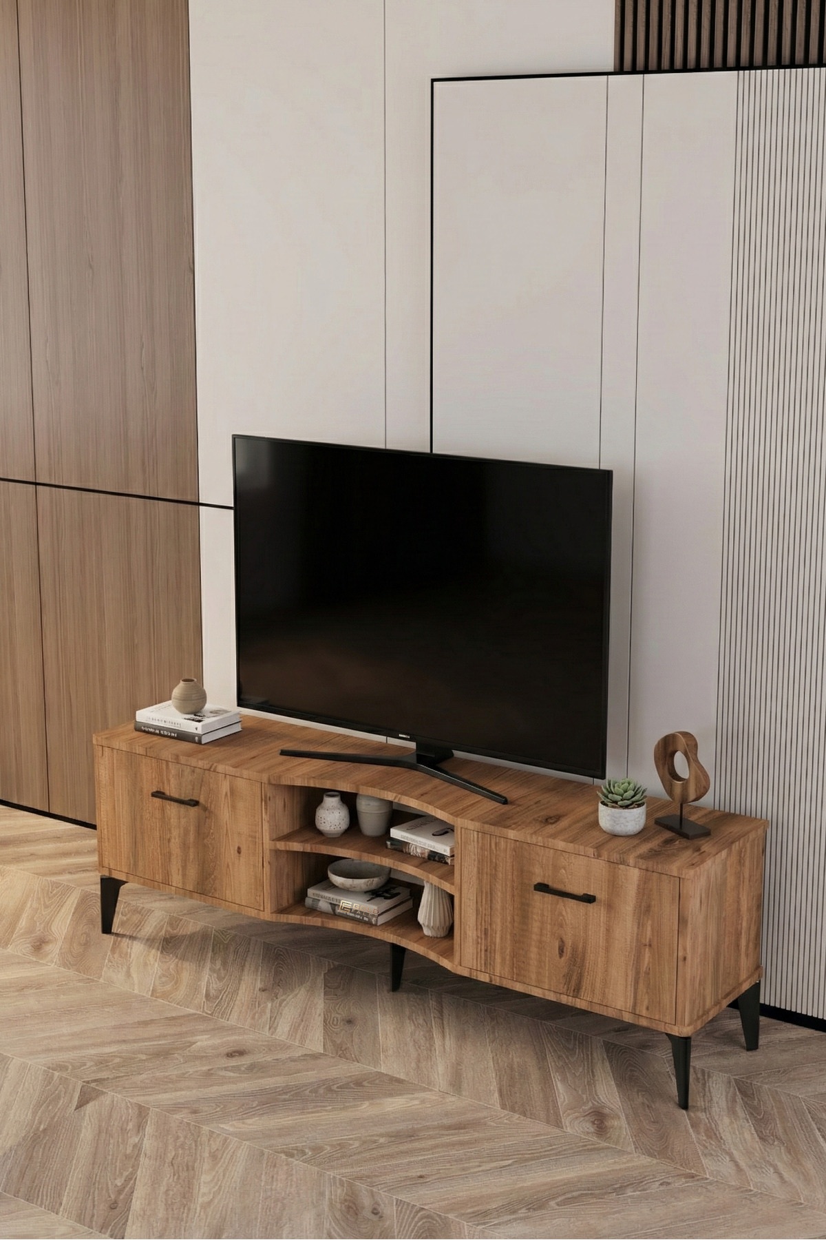 Goldfalez Vera TV Sehpası Suntalam Kahverengi 160x35 cm görsel 5