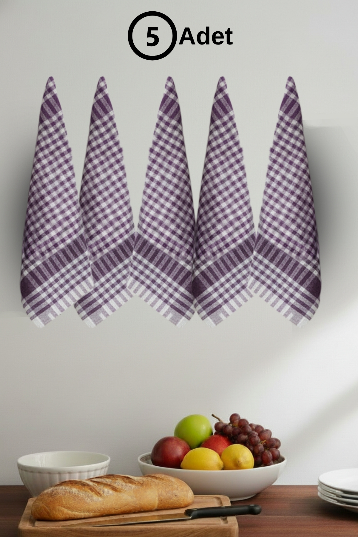 Pötikareli 5-Piece Cotton Nutrition Serving Blanket Drying Cloth Serving Napkin Kitchen Towel | Purple