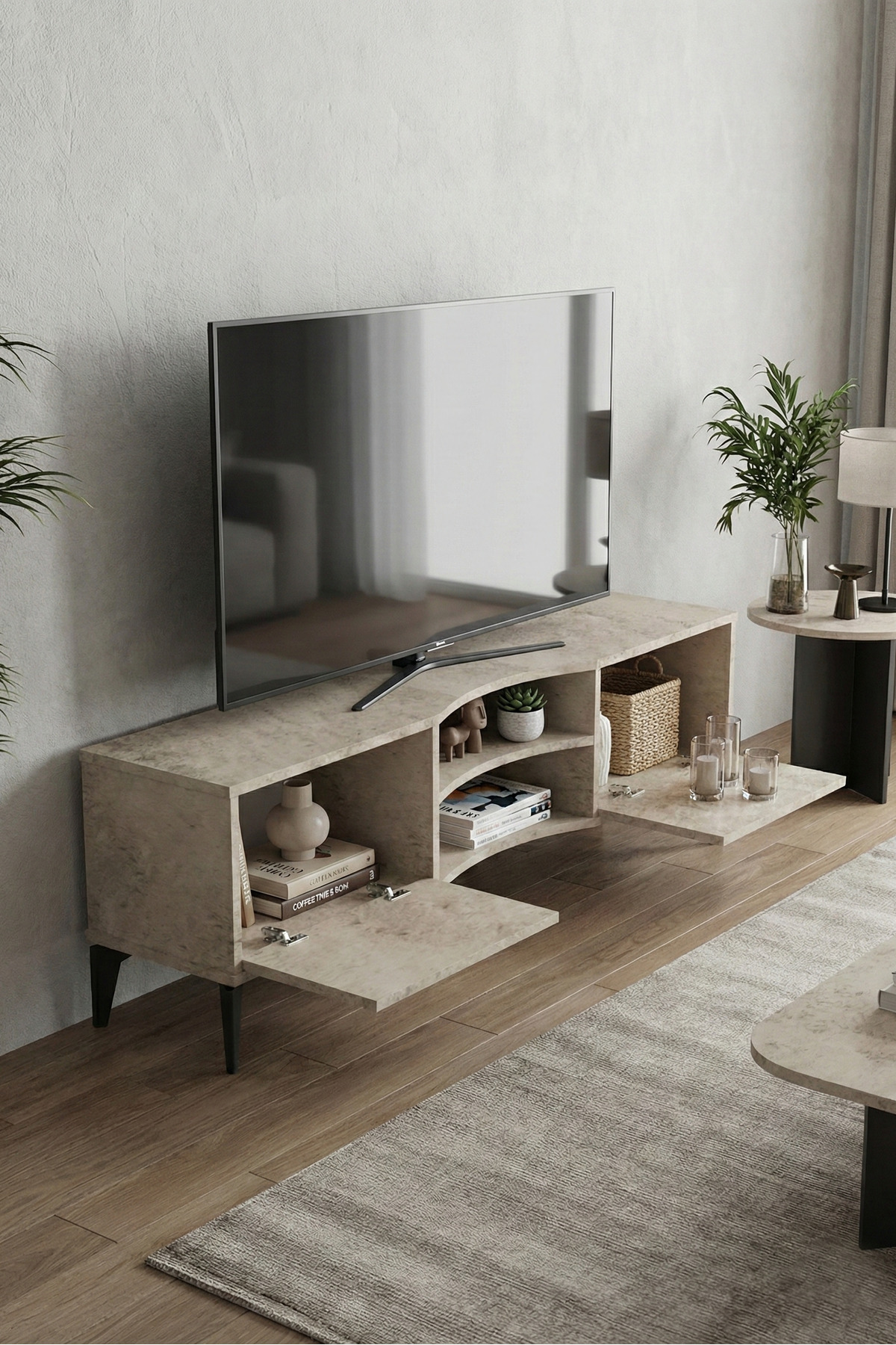 Goldfalez Vera TV Sehpası Suntalam Ekru 160x35 görsel 3
