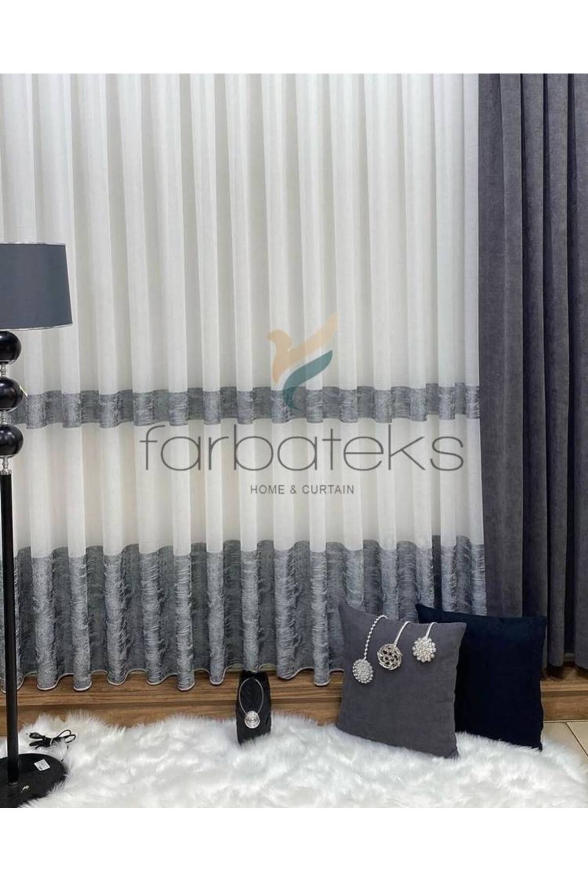 Gray Anthracite Smoked Tulle Anti-Wrinkle Iron-on 2 Layers Pleated Tulle Curtain Mixed