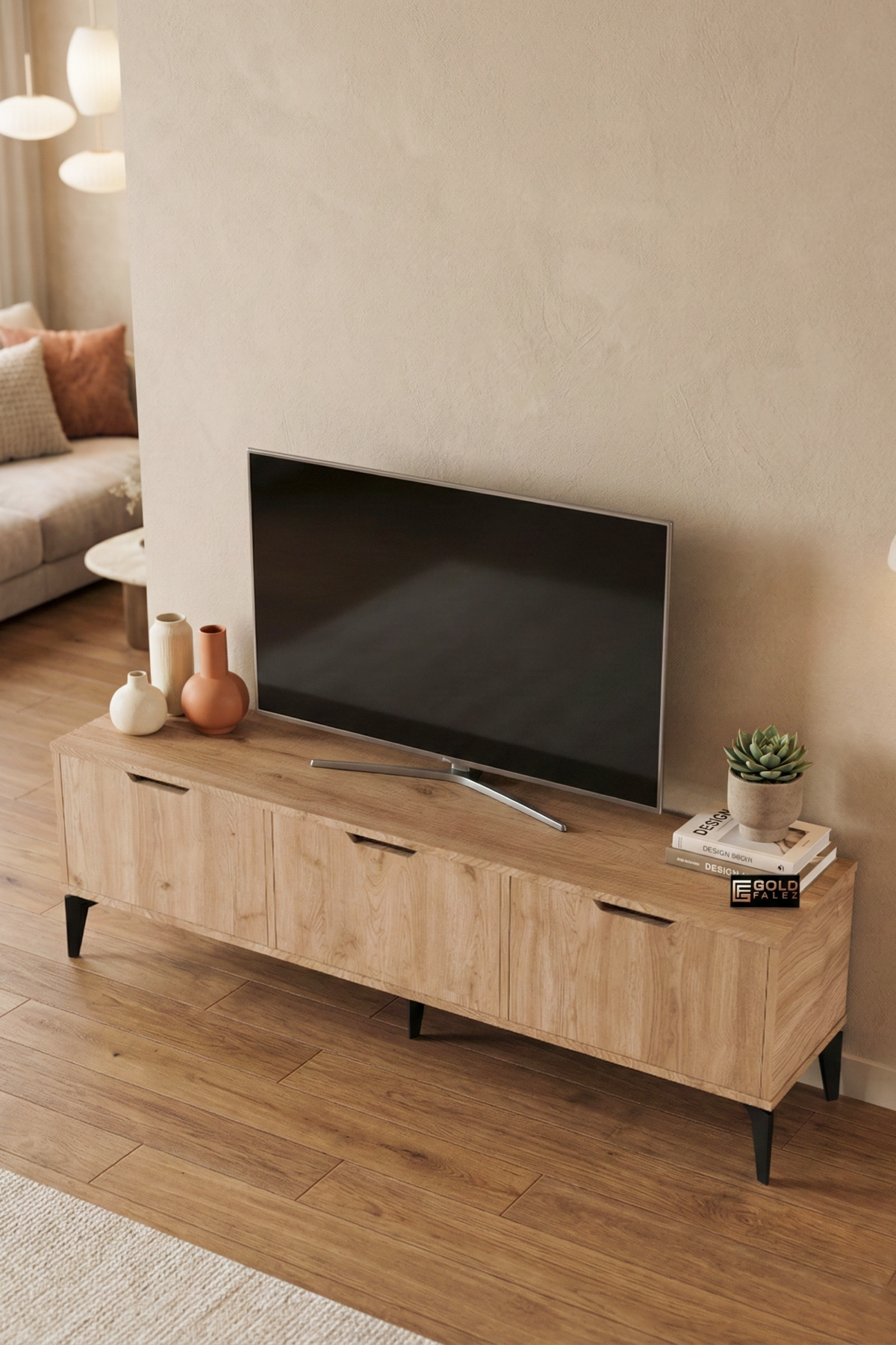 Goldfalez Royal TV Sehpası Suntalam Bej 160x35 görsel 5