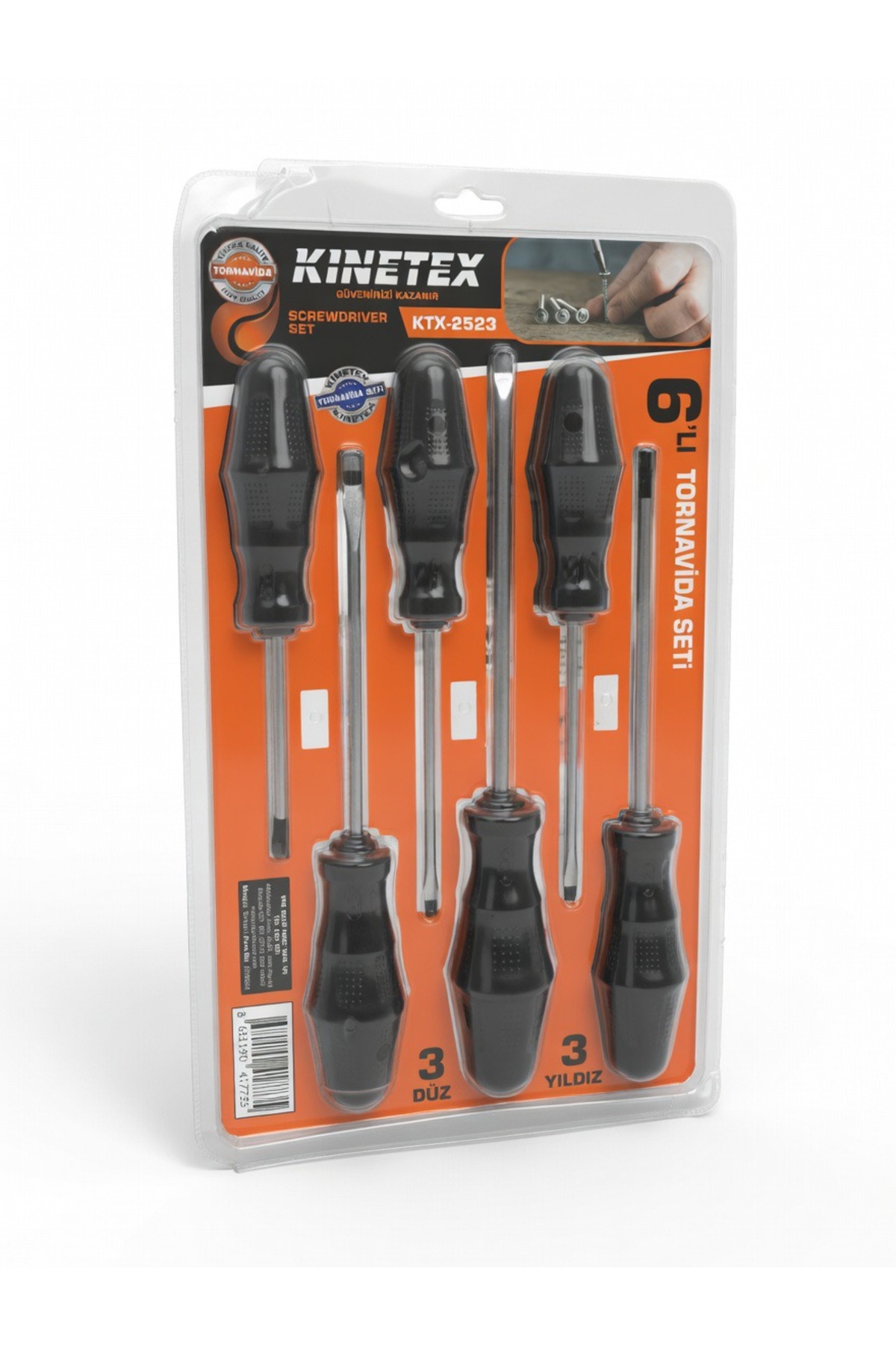 Er Auto Kinetex KTX-2523 6'lı Tornavida Seti - 3 Düz + 3 Yıldız