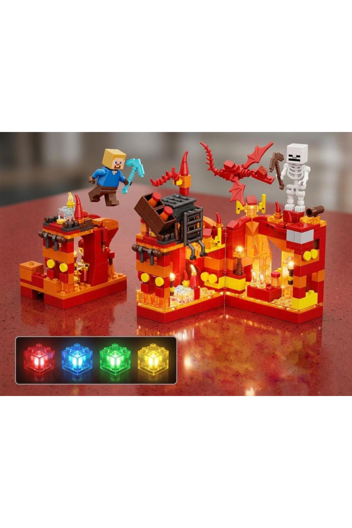 Tıfıl Toys Renkli Işıklı Minecraft Temalı Lav Mağara Seti 330 Parçalı Bloklu Eğitici Yapı Oyuncak fotoğrafı 2 (önizleme)