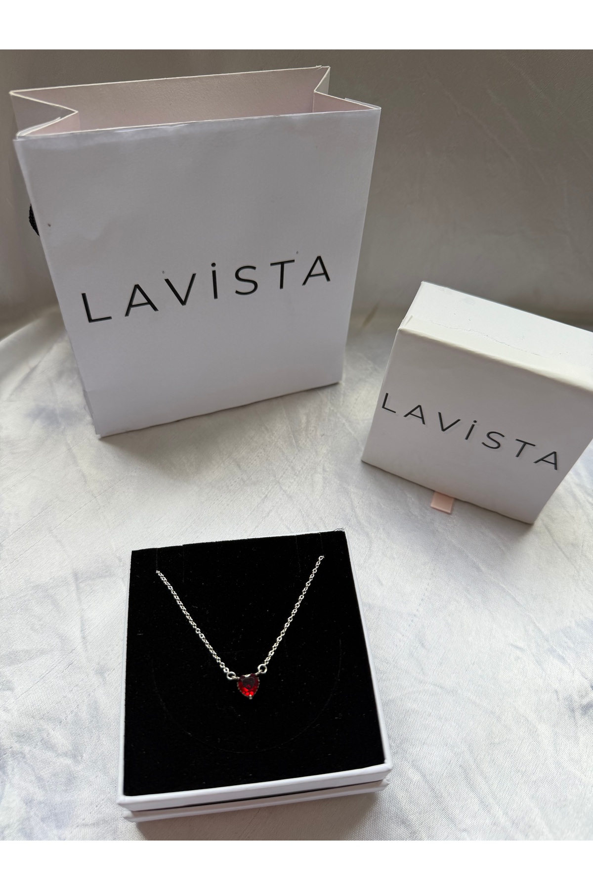 Lavista Silver Kırmızı Kalpli Gümüş Kolye görsel 2