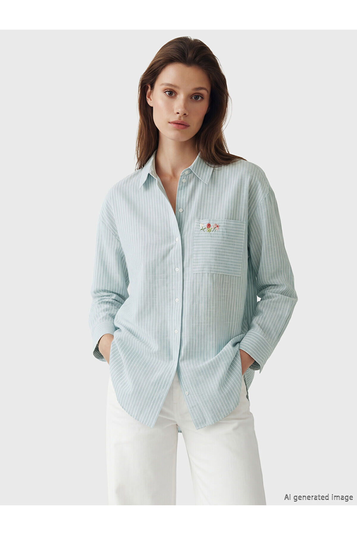 LC Waikiki Seray New Season Striped Oversized Poplin Women's Shirt Tunic