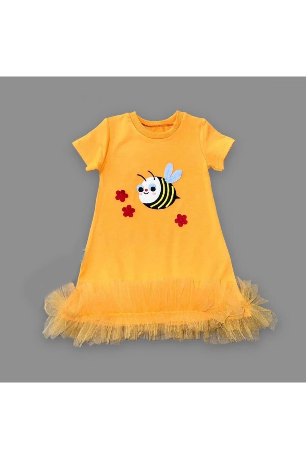 ilaytekstil 1-2-3 Yaş Arıcık Nakışlı Eteği Fırfırlı Jile Kız Çuk Elbisesi Tcu fotoğrafı 2 (önizleme)