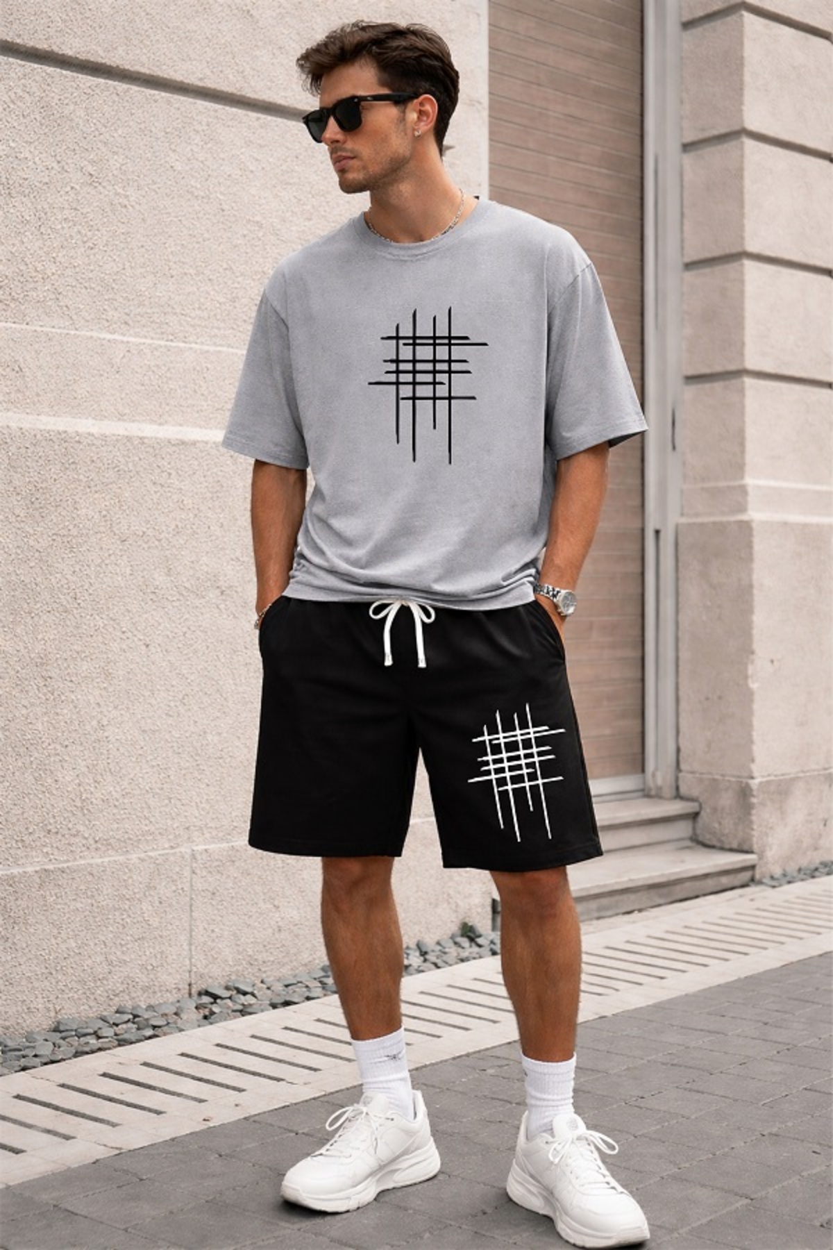 orwen life est. 2022 Set de pantaloni scurți și tricou oversize unisex – Comb...