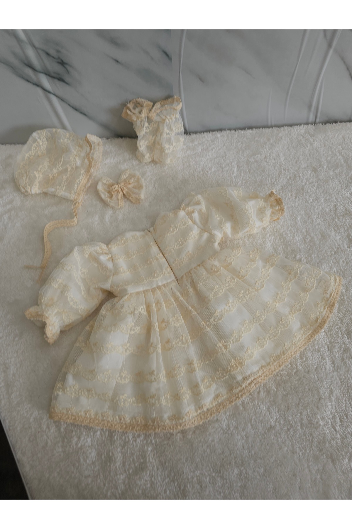 Elwirababyboutiqe dokuma dantel vintage elbise mevlüt seti fotoğrafı 3 (önizleme)