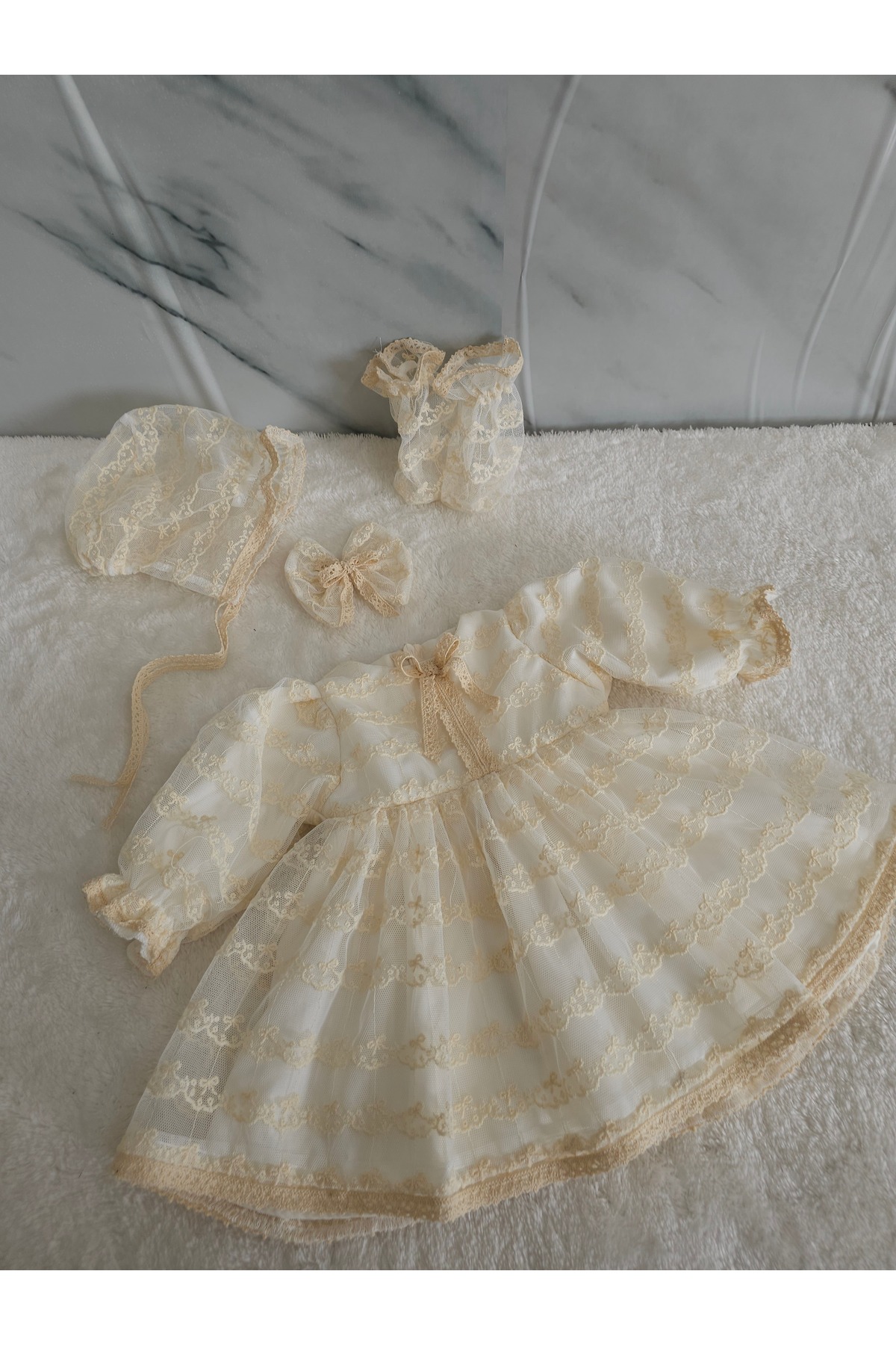 Elwirababyboutiqe dokuma dantel vintage elbise mevlüt seti fotoğrafı 2 (önizleme)