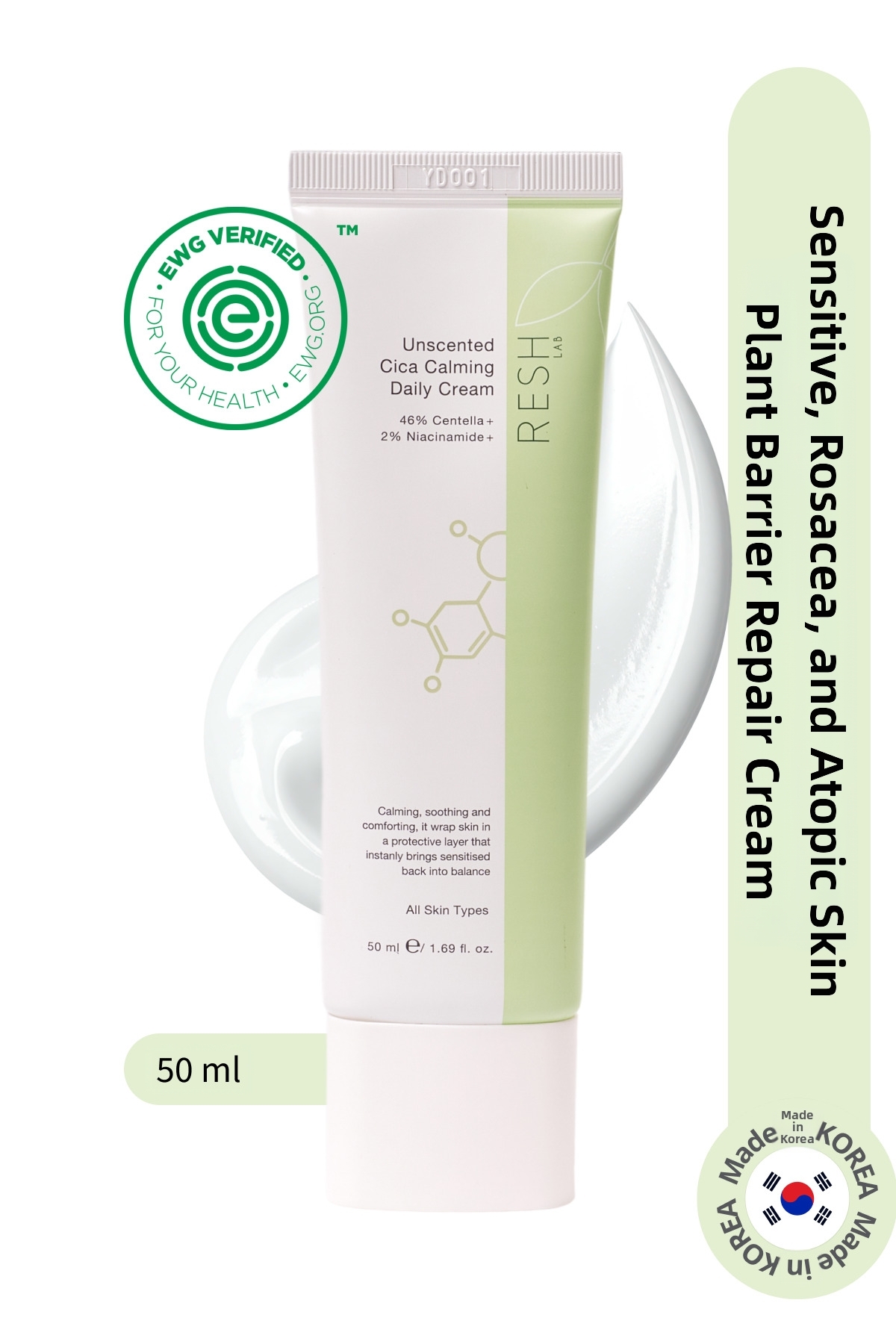 RESH LAB Unscented Cica Calming Daily Cream - Barrier Repairing