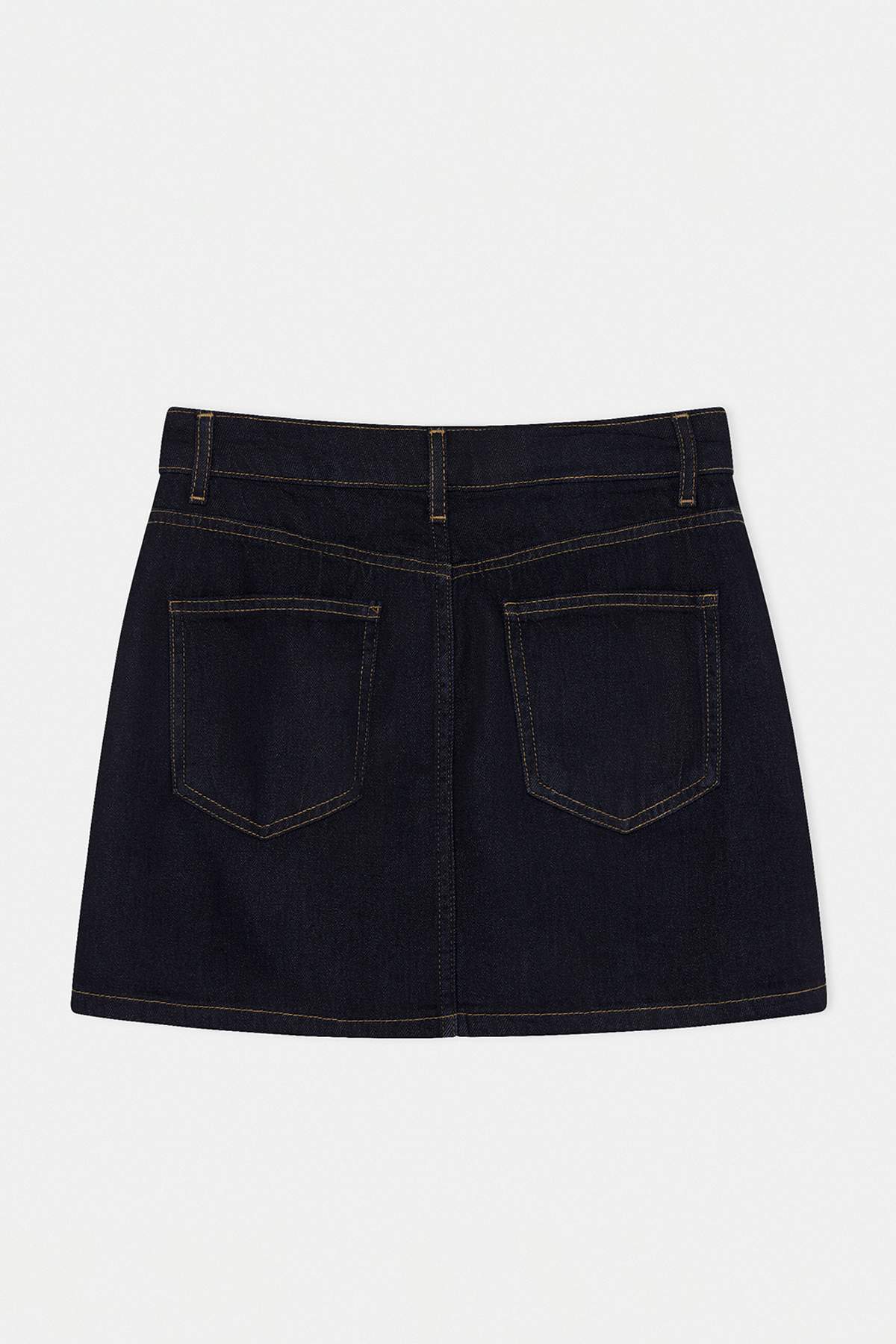 Trendyolmilla  Koyu Mavi %100 Pamuk Yüksek Bel Denim Şort Etek TWOSS26SR00110 - Görsel 8