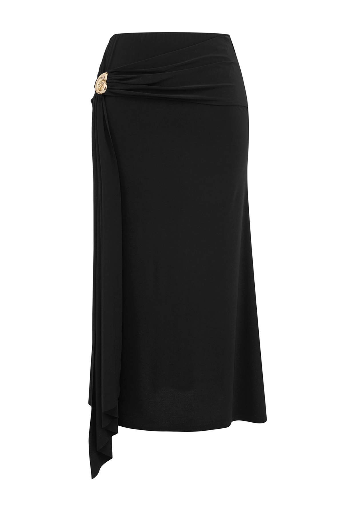 Trendyolmilla  Siyah Vücuda Oturan Aksesuar Detaylı Örme Uzun/Maxi Etek TBBSS26AZ00016 - Görsel 4