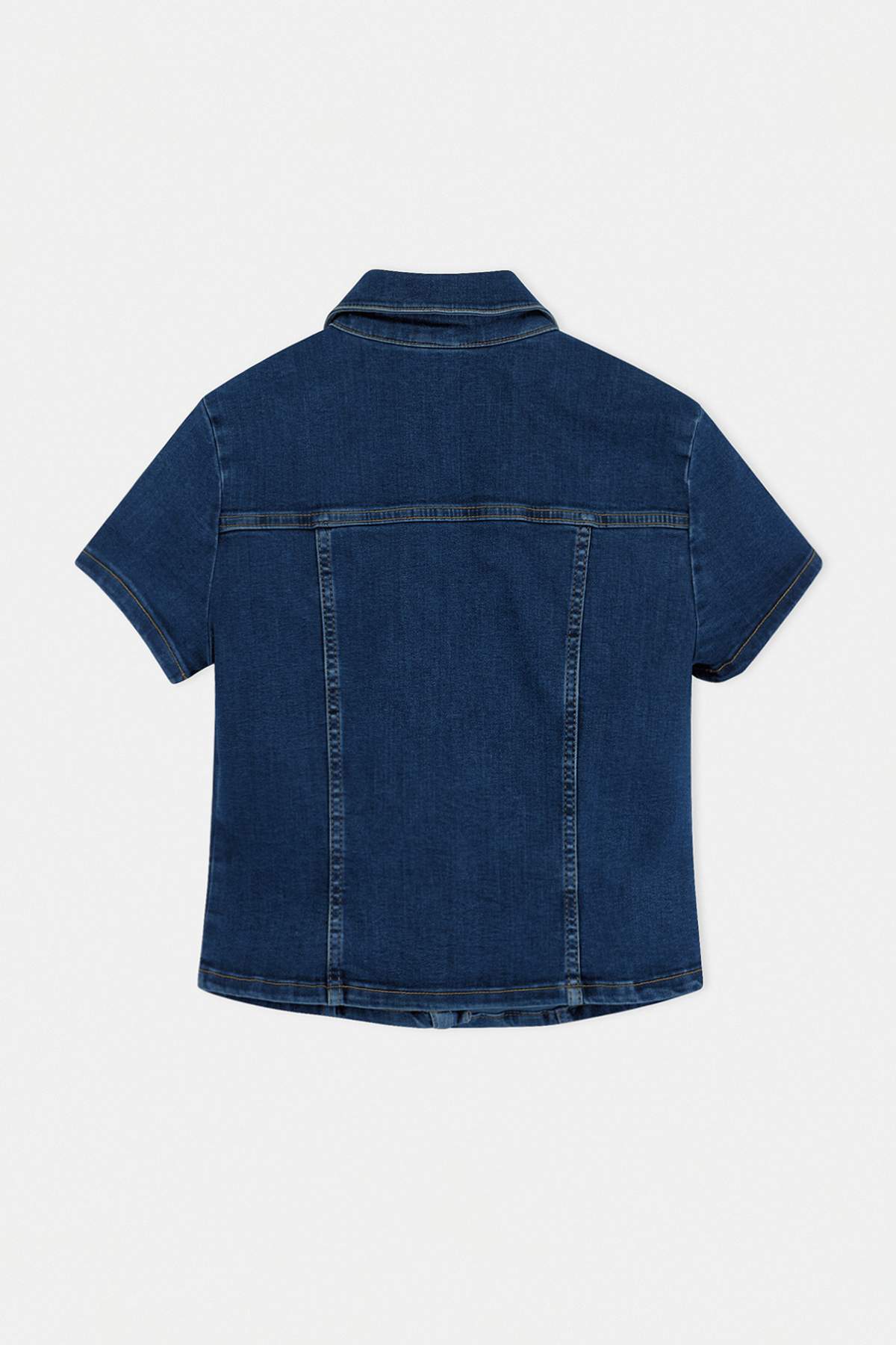 Trendyolmilla  Koyu Mavi Cep Detaylı Fitted Denim Gömlek TWOSS26GO00023 - Görsel 6