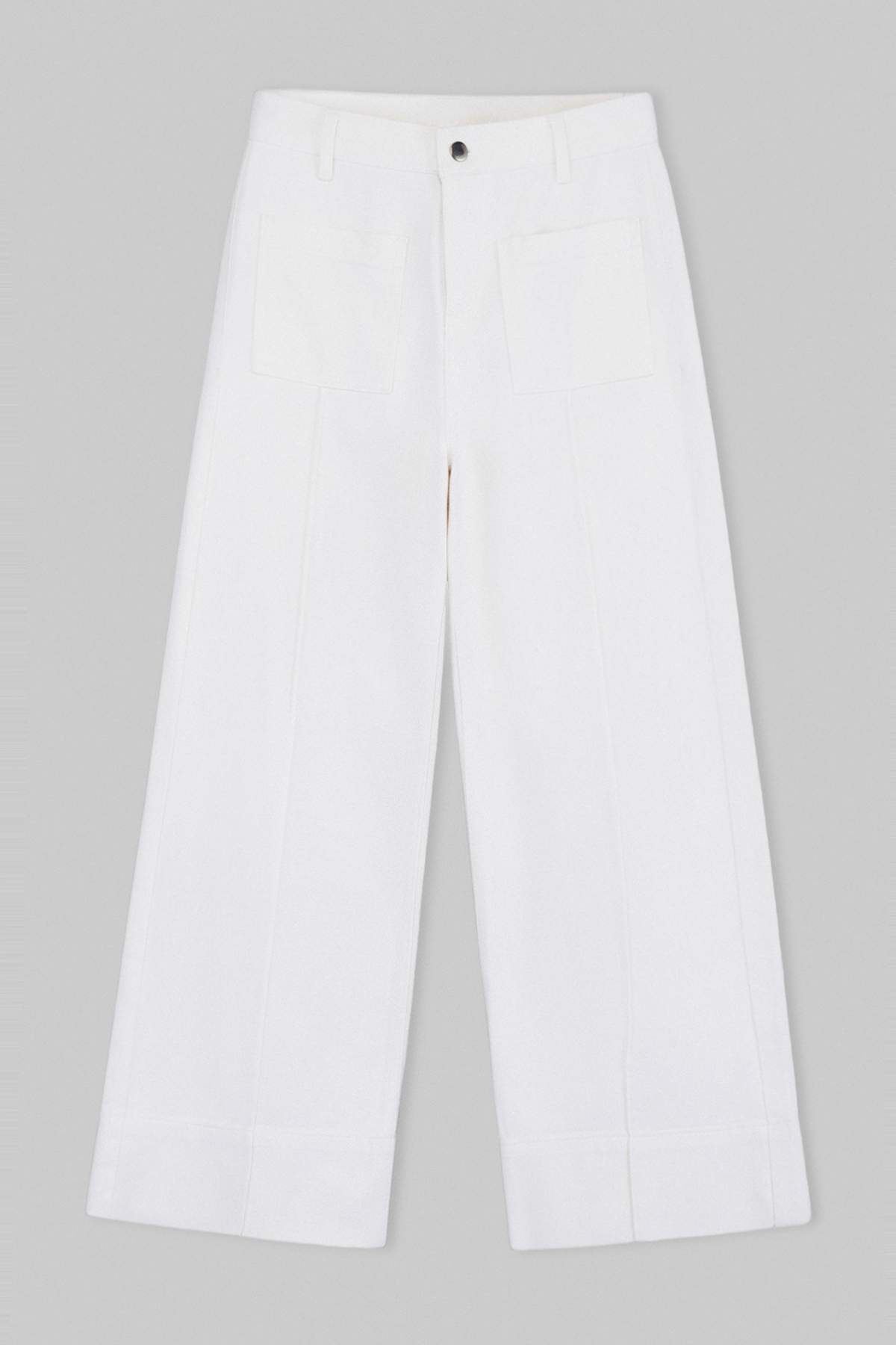 Trendyolmilla  Beyaz Cep Detaylı Yüksek Bel %100 Pamuk Wide Leg Jeans TWOSS26JE00162 - Görsel 5